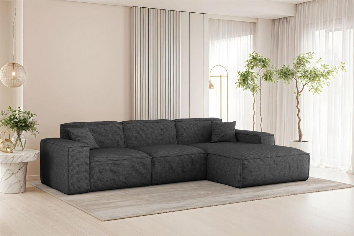 ECKSOFA Celes Premium In Artico - Anthrazit, Holzwerkstoff/Textil (266/165cm) - Fun Möbel