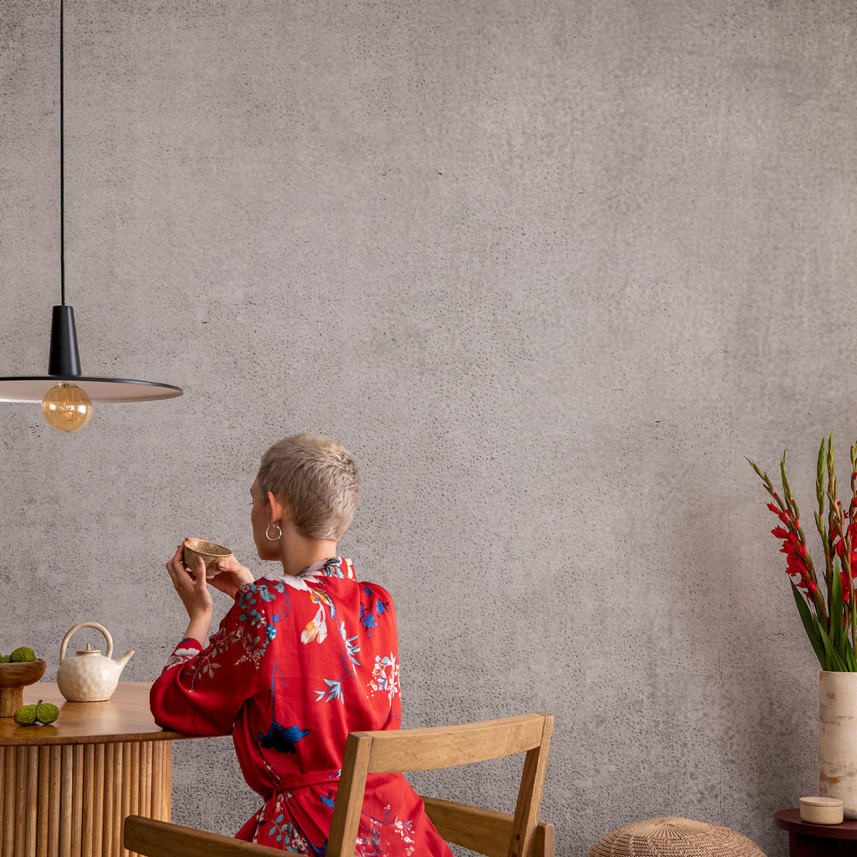 FOTOTAPETE 208x146 cm - Betonmuster - Grau, Textil (208/146cm) - Wallfluent