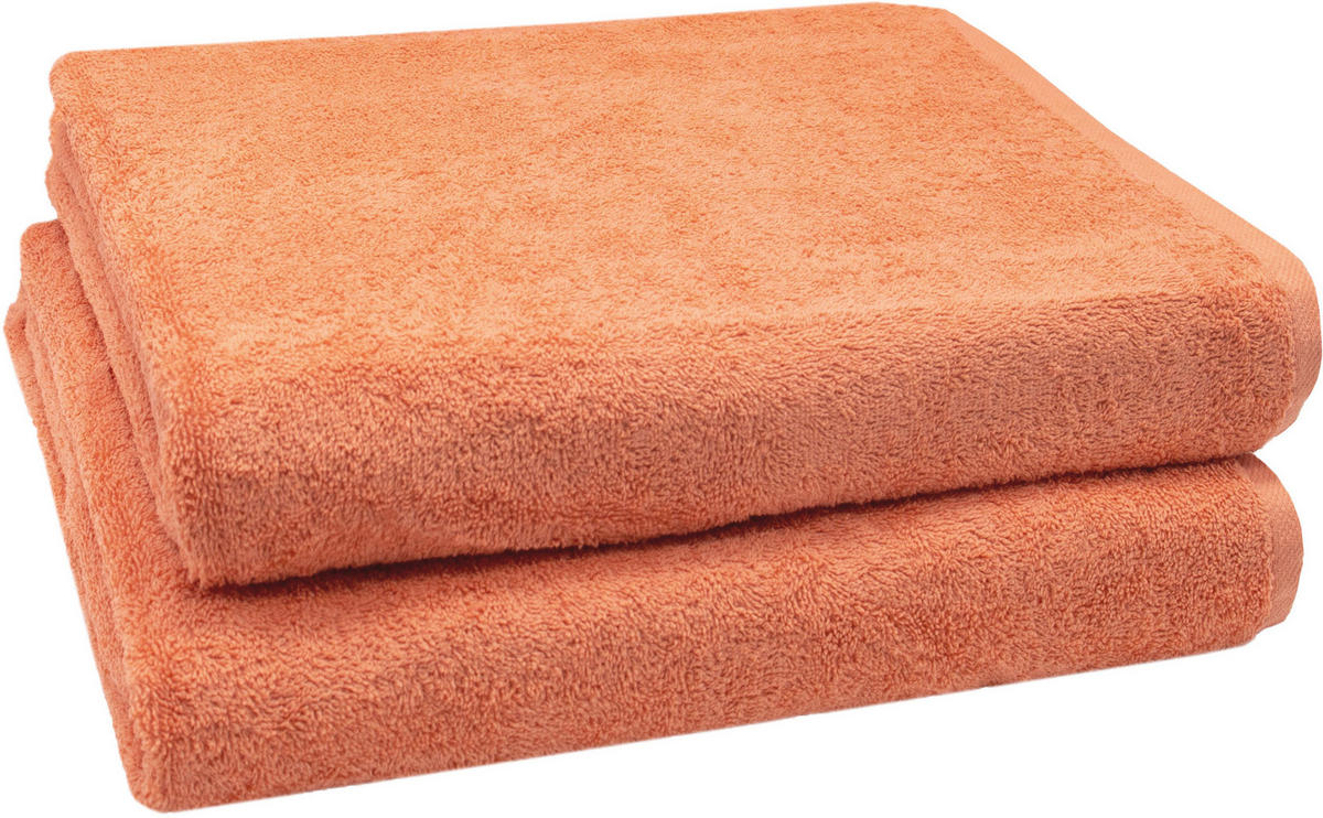 BADETUCH, 2er-Set, 100x150 cm, 100% Baumwolle, Orange - Terra cotta, Textil (100/150cm) - Zollner