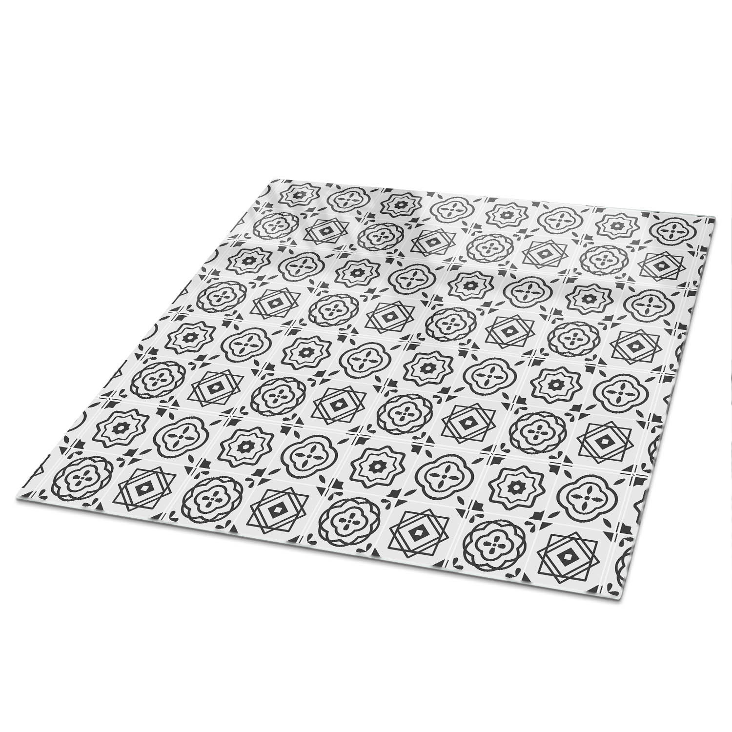 TISCHPLATTE 50x50 cm – Geometrische Muster - Blau, Glas (50/50/0.4cm) - Wallfluent