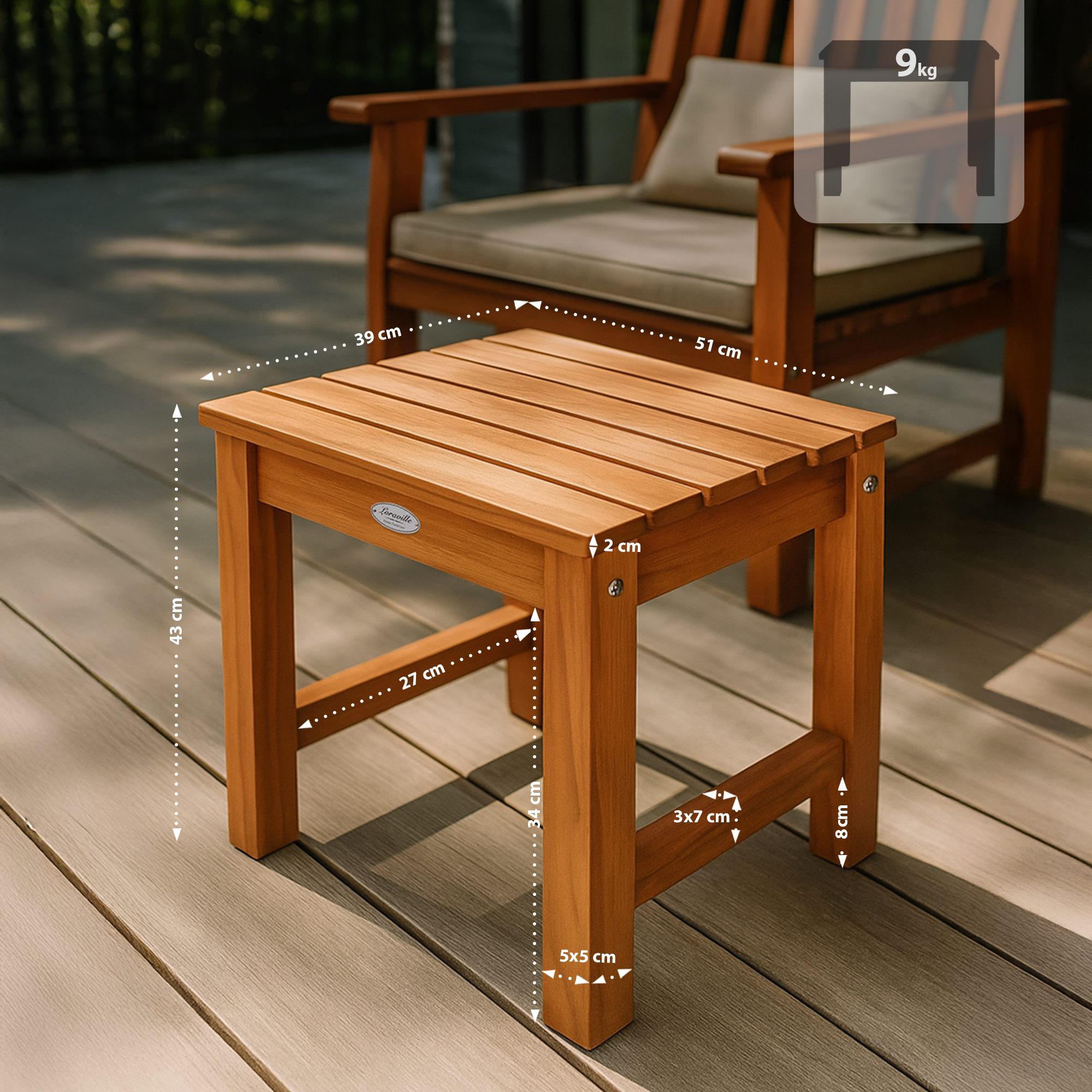 Thumbnail - CLP Beistelltisch, Teak, Holz, 51x43x39 cm, Wohnzimmer, Wohnzimmertische, Beistelltische