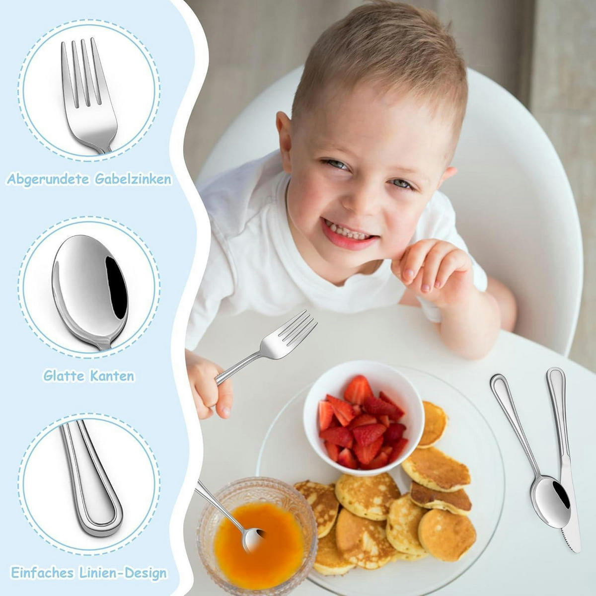 KINDERBESTECK 8-teiliges Set Edelstahl - Silberfarben, Metall