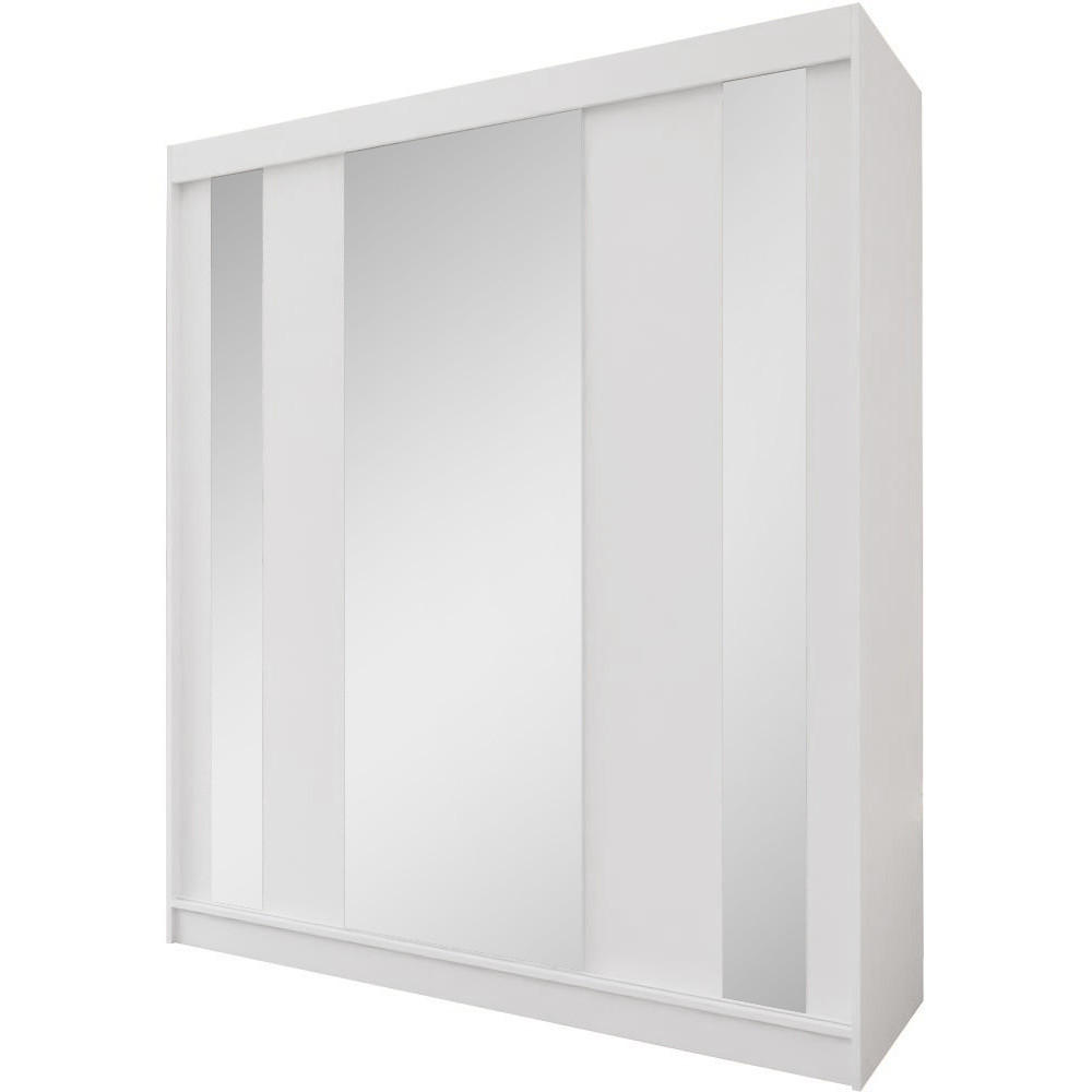 SCHWEBETÜRENSCHRANK Gaja 180/216/61 weiß mit Spiegel Schubladeneinsatz - Weiß, Holzwerkstoff (180/216/61cm) - Beautysofa