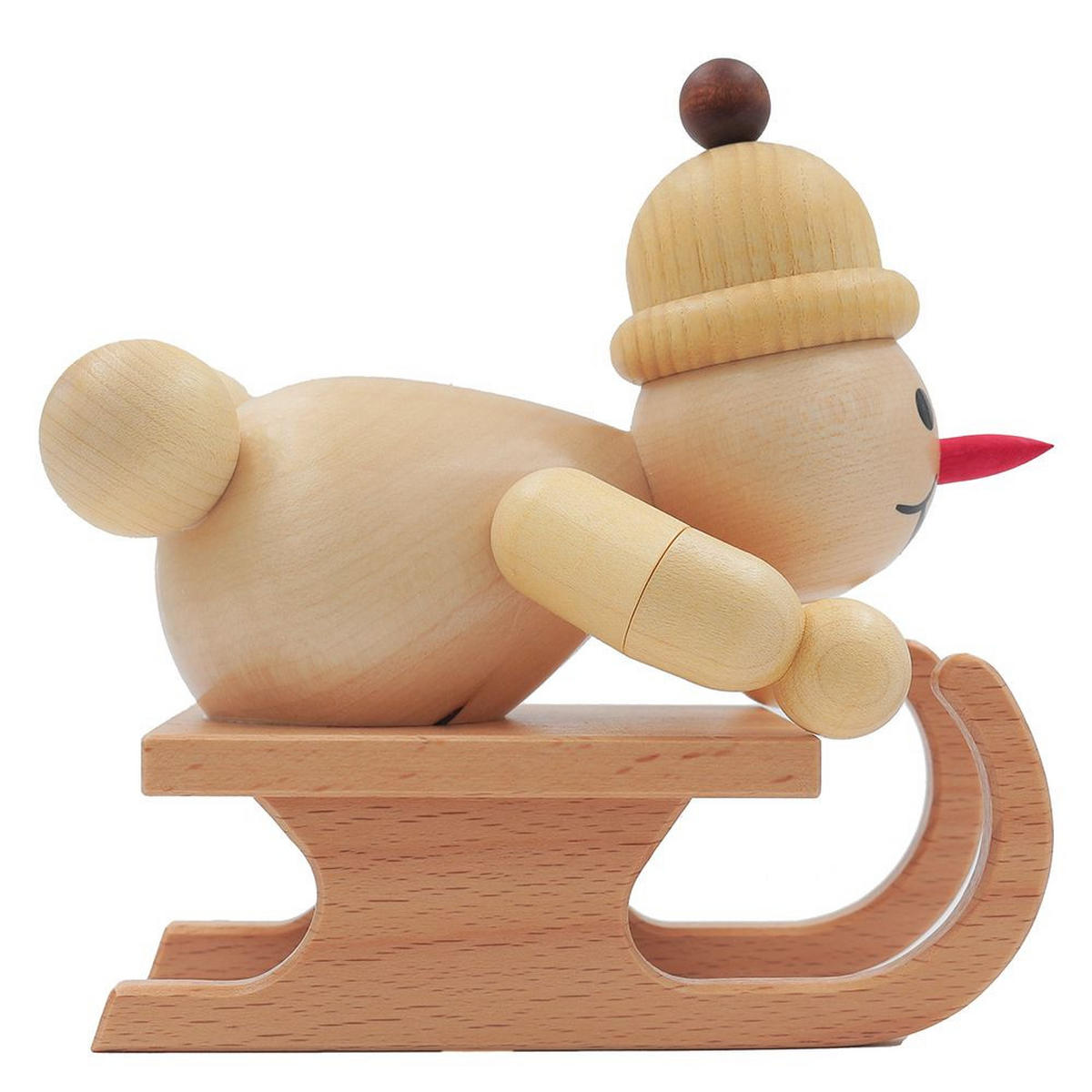 HOLZFIGUR Schneemann Junior Rennschlittenfahrer 13 cm - Multicolor, Holz (14/14/0.1cm)