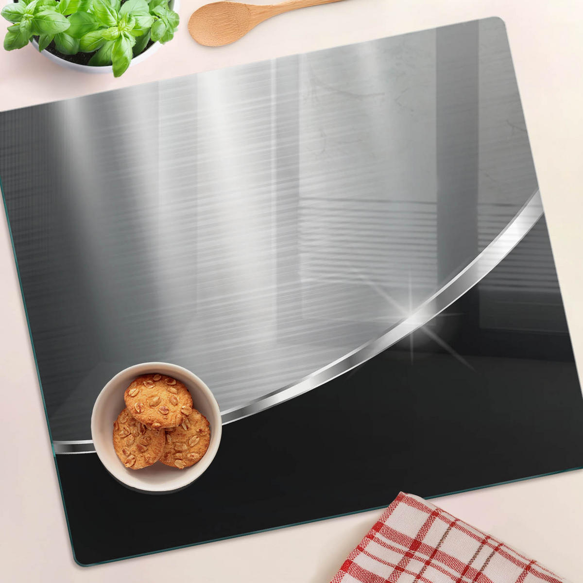 GLASPLATTE 60x52 cm Textur - Silberfarben, Glas (60/0.4/52cm) - TULUP