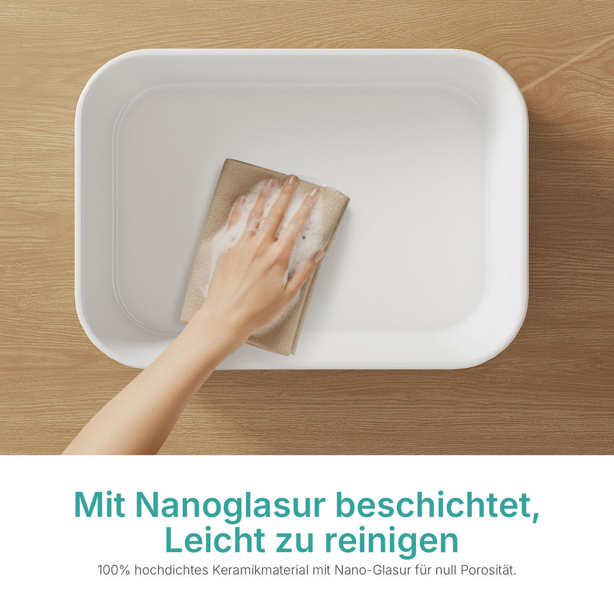 WASCHBECKEN Keramik R-Ecken 45 / 32 / 11 cm - Weiß, Keramik (45/11/32cm) - EMKE