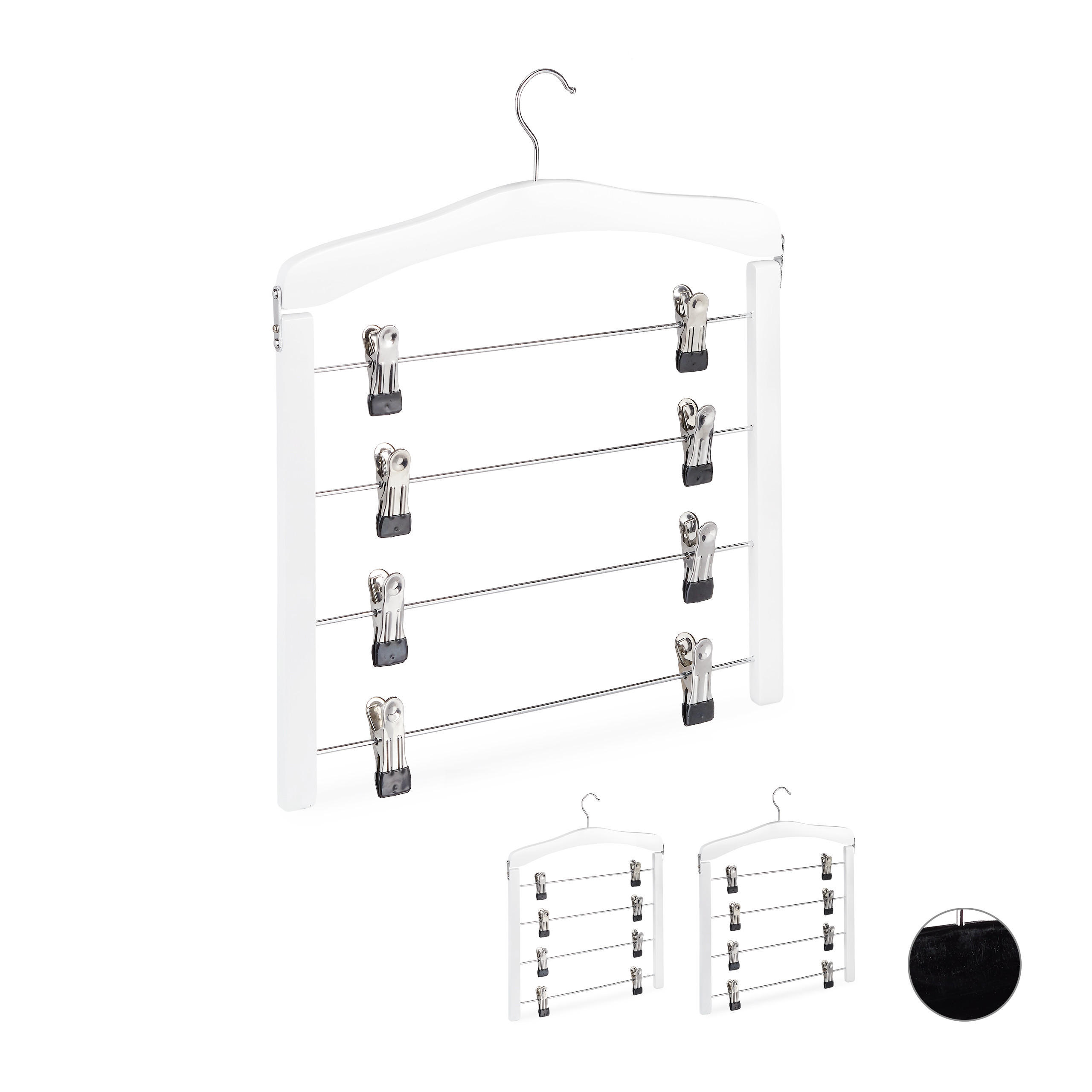 3XZÁVES na sukňu - biela, kov/drevo (38/43/2.5cm) - Relaxdays