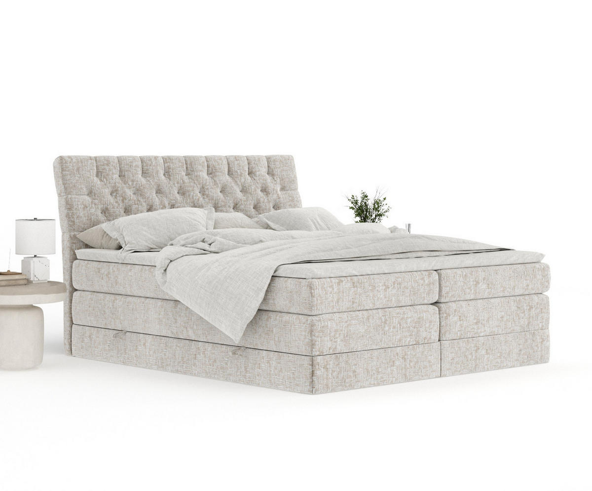BOXSPRINGBETT Seraphine Beige 140/200 cm - Beige/Schwarz, Holz/Holzwerkstoff (140/200cm) - Maison de Reve