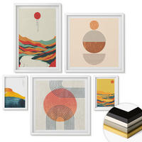 WANDBILDER 5er-Set - 50x50 cm & 20x30 cm & 40x60 cm Weißer Rahmen - Abstrakte Berglandschaften - Weiß, Kunststoff (40/60cm) - ArtPrintCave