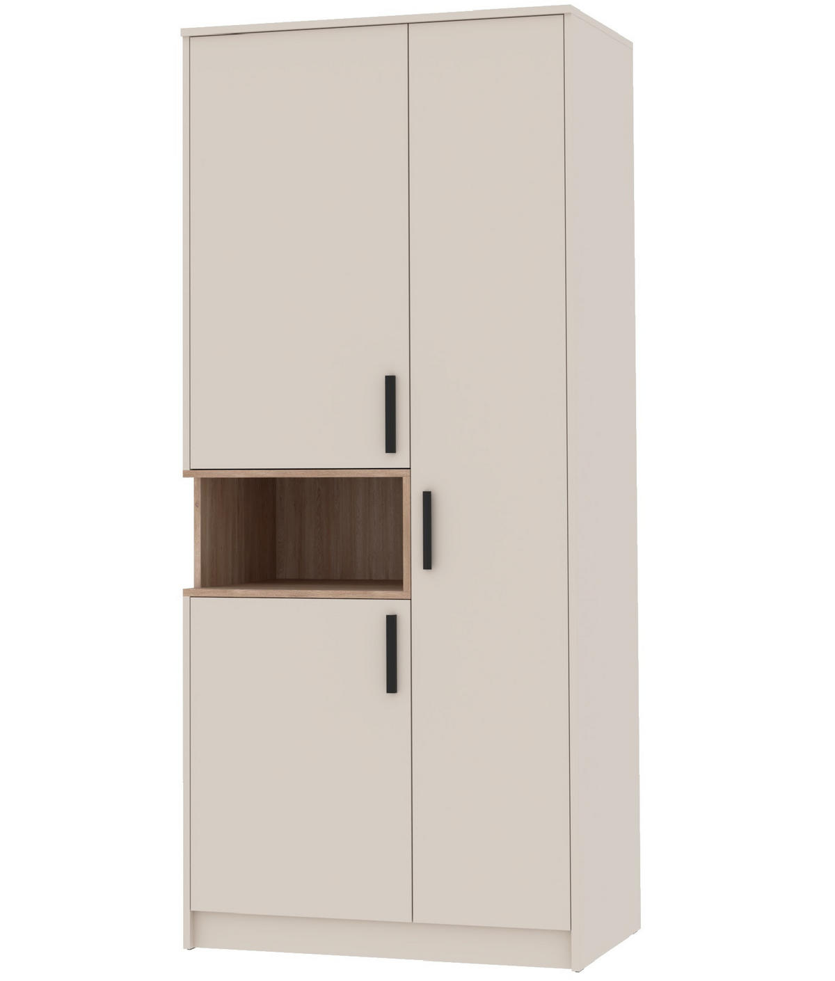KLEIDERSCHRANK DREHTÜRENSCHRANK G1/C GRAUBEIGE CASHMERE 88/195/54 - Kaschmir/Schwarz, Holzwerkstoff (88/195/54cm) - Marmex Möbel