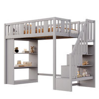HOCHBETT 90/200 cm Grau aus Holz mit Stauraumtreppe - Grau, Holz (90/200cm) - OKMYHOME