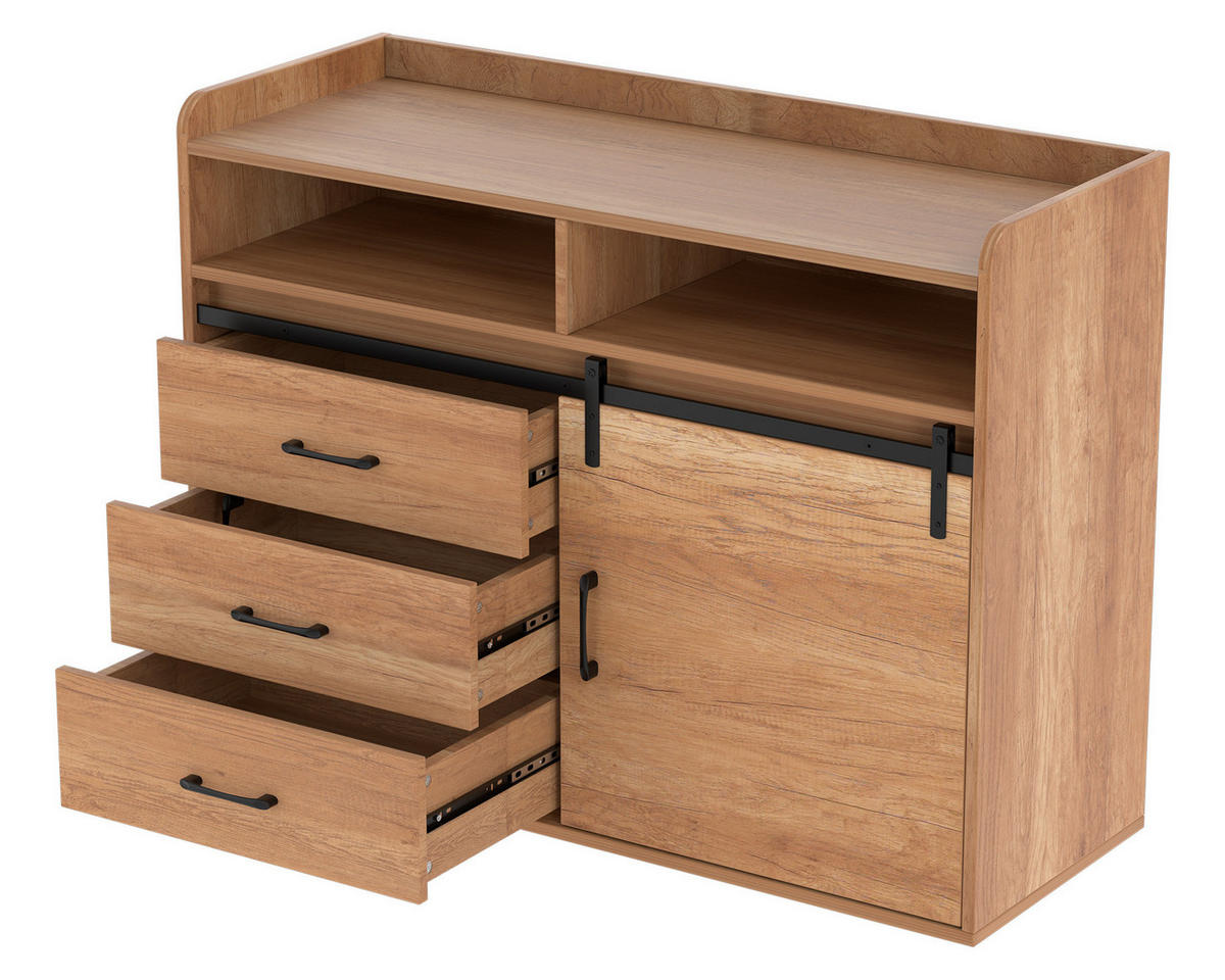 SIDEBOARD in 107/80/40cm - Naturfarben, Holzwerkstoff/Metall (107/80/40cm) - HOMAVO