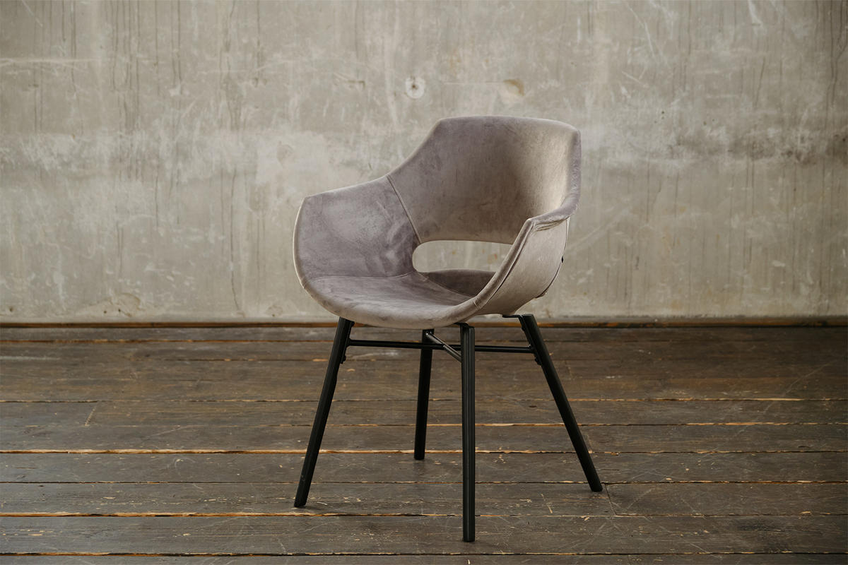 STUHL ZAJA Grau Velvet - Grau, Textil (57/82/59cm) - KAWOLA