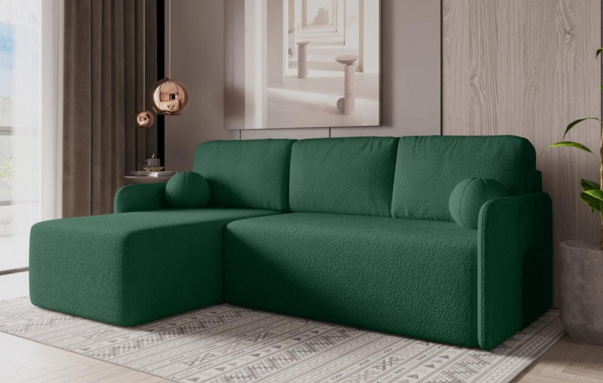 ECKSOFA Grün BLUMEN Boucle Universal - Grün, Textil (212/142cm) - Sepro Meble