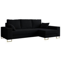 ECKSOFA Dorian Boucle Schwarz - Goldfarben/Schwarz, Textil/Metall (242/138cm) - MKS