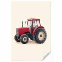 KINDERTAPETE - Traktor - Minimalistisch - Illustration - Rot - 140x200 cm - Rot, Papier (140/200cm) - OnlyWow