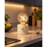 LED-AKKU-TISCHLEUCHTE Vintage dimmbar Drehschalter Edison-Birne USB-C Beige 50 lm - Beige, Kunststoff (10/8.7/16cm) - Northpoint