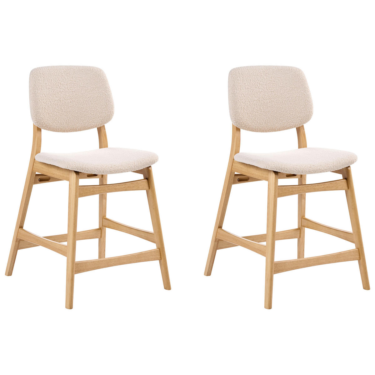 SCAUN DE BAR set de 2 bouclé maro deschis/bej Elaine - bej, material textil (53/98/62cm) - Beliani