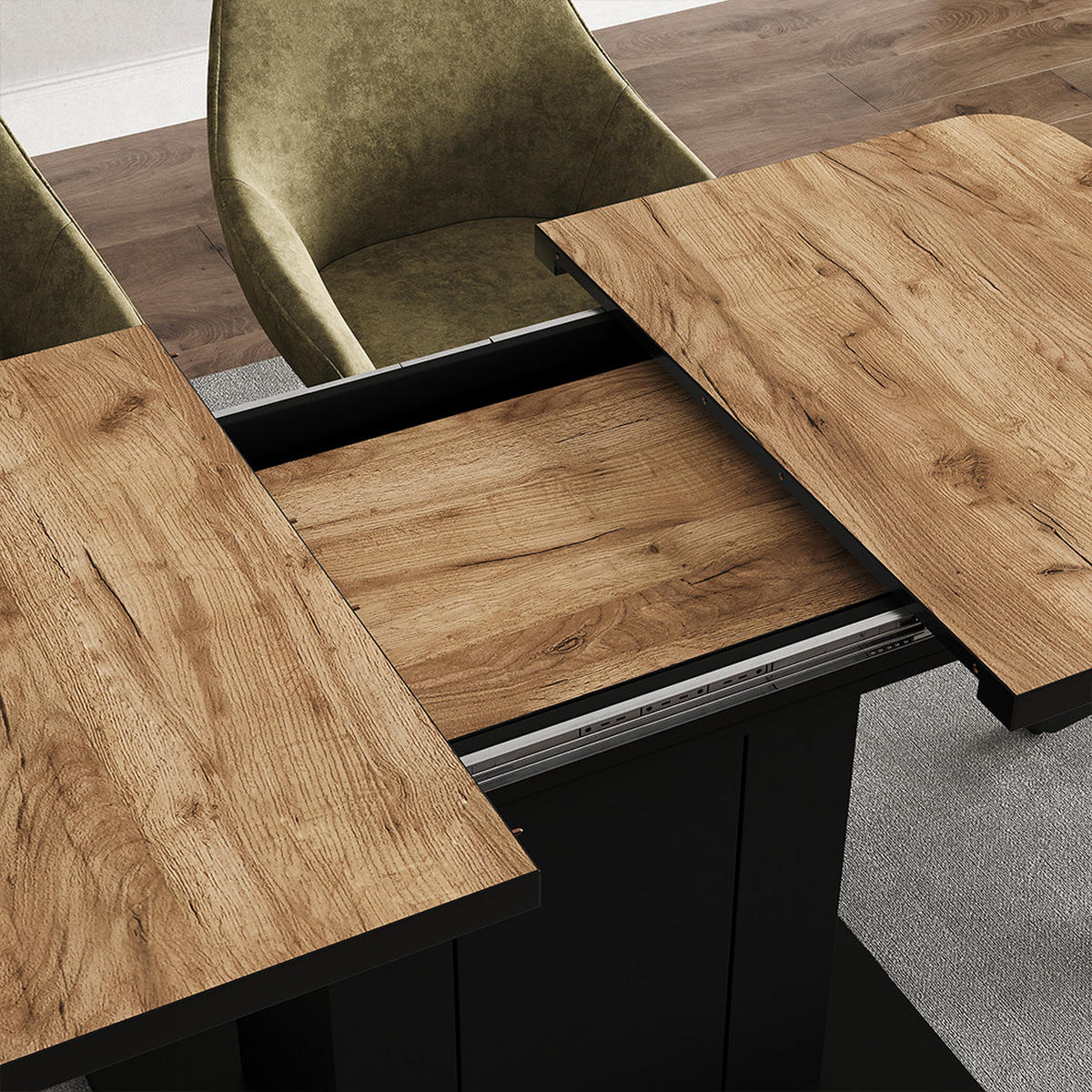 ESSTISCH Fenaro Goldkraft Eiche/Schwarz 120 x 80 cm - Eichefarben/Schwarz, Holzwerkstoff (80/120/76cm) - Vicco