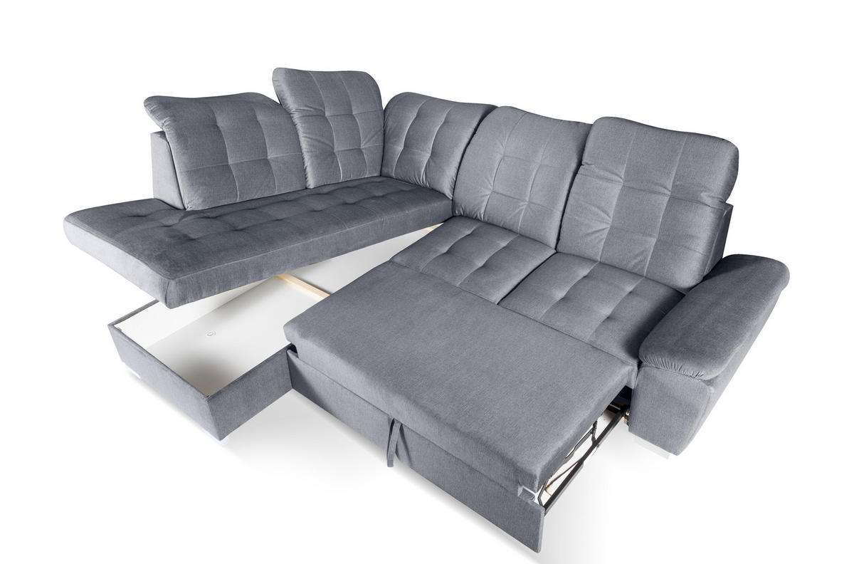 ECKSOFA Bonny 255, Grau, mit Schlaffunktion - Grau, Textil (255/200cm) - Bettso