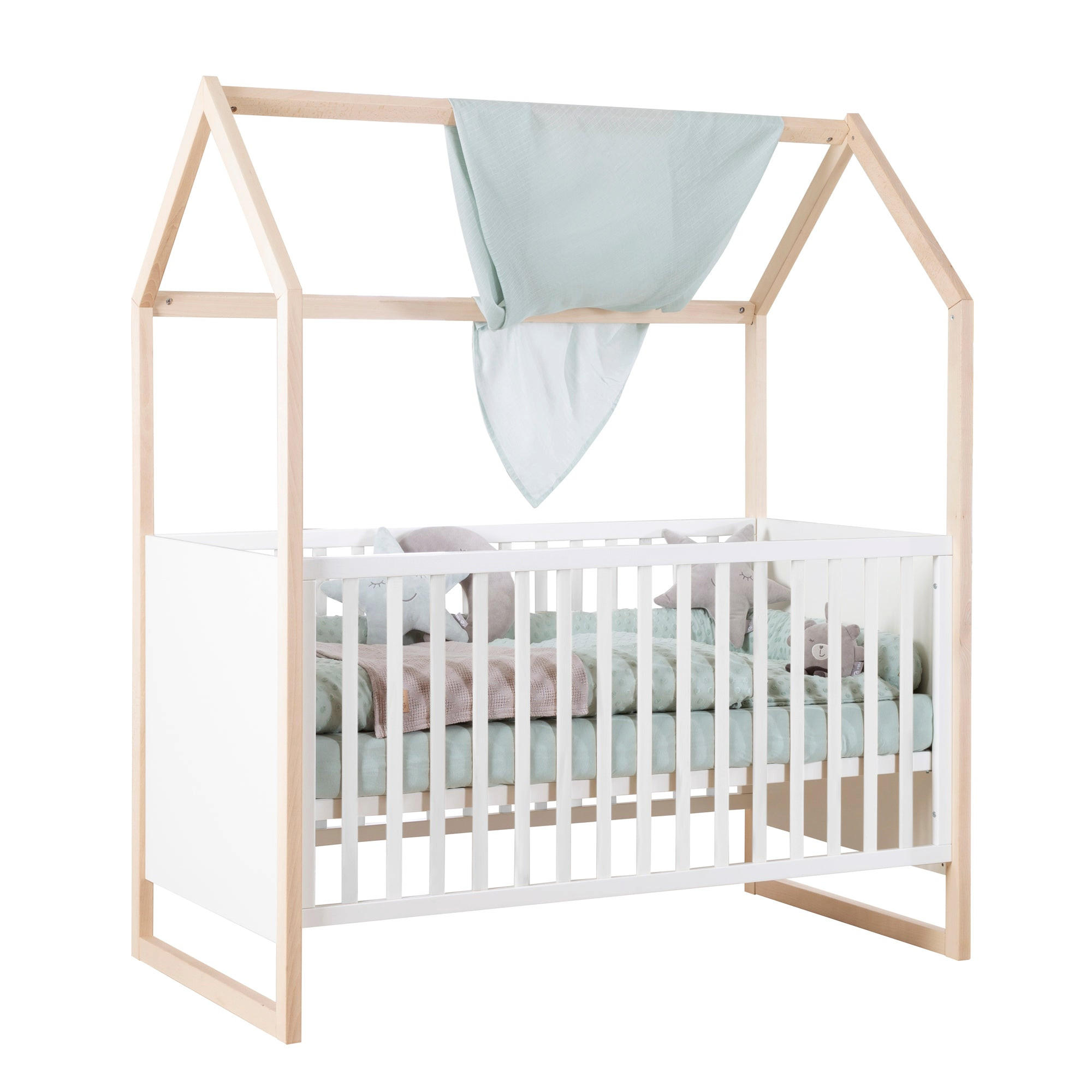 HAUSBETT Noah 70 x 140 cm - Eichefarben/Weiß, Holz/Holzwerkstoff (70/140cm) - Roba