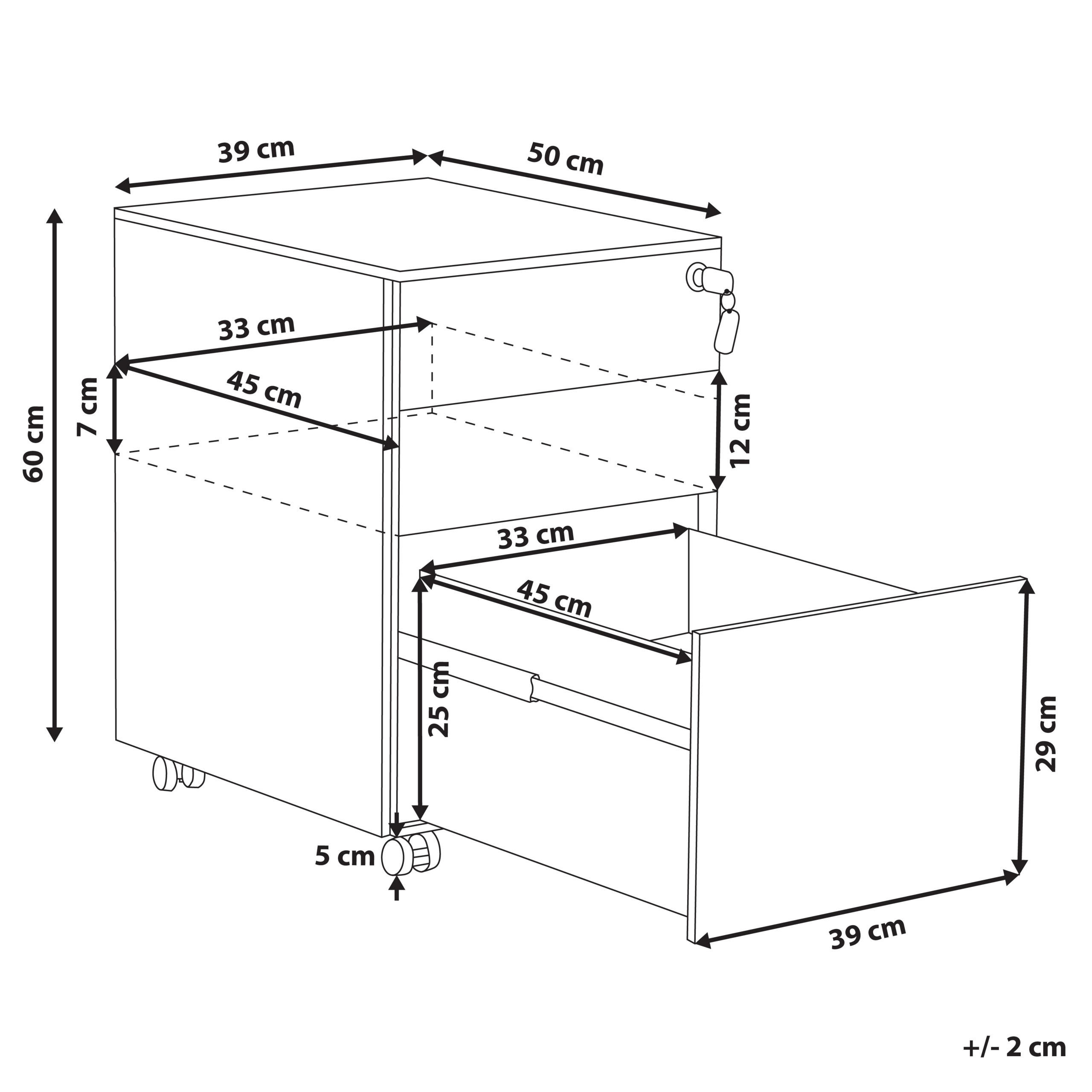 Thumbnail - Beliani Aktenschrank, Schwarz, Metall, 3 Schubladen, 39x60x50 cm, Arbeitszimmer, Container