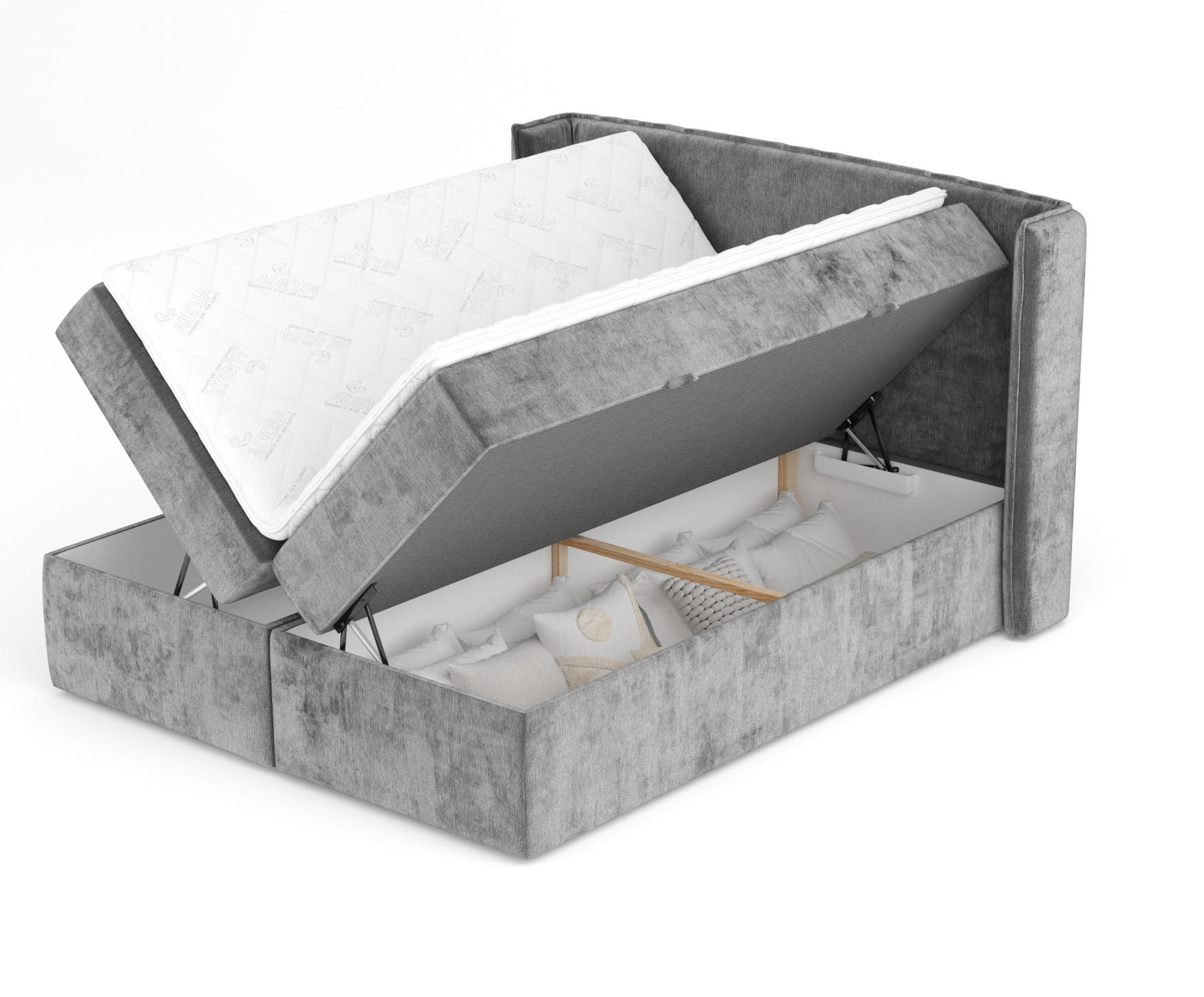 BOXBETT Skyline Dunkelgrau 140/200 cm mit Matratze und Topper - Dunkelgrau/Schwarz, Holz/Holzwerkstoff (140/200cm) - Maison de Reve