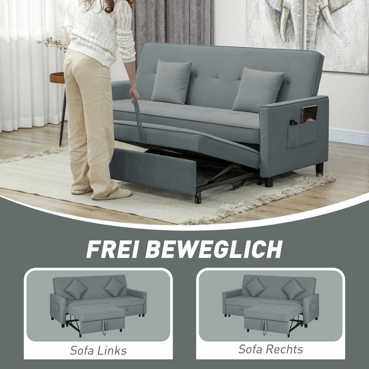 2-SITZER Sofa Grau 196.0/90.0/89.0 cm - Grau, Textil (90/89/196cm)