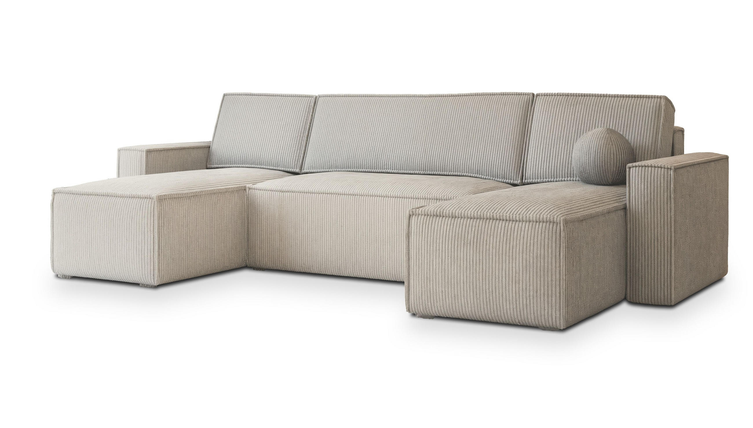 ROHOVÁ SEDAČKA PESANO krémová - šedá/krémová, dřevo/textil (306/140cm) - MASSENO