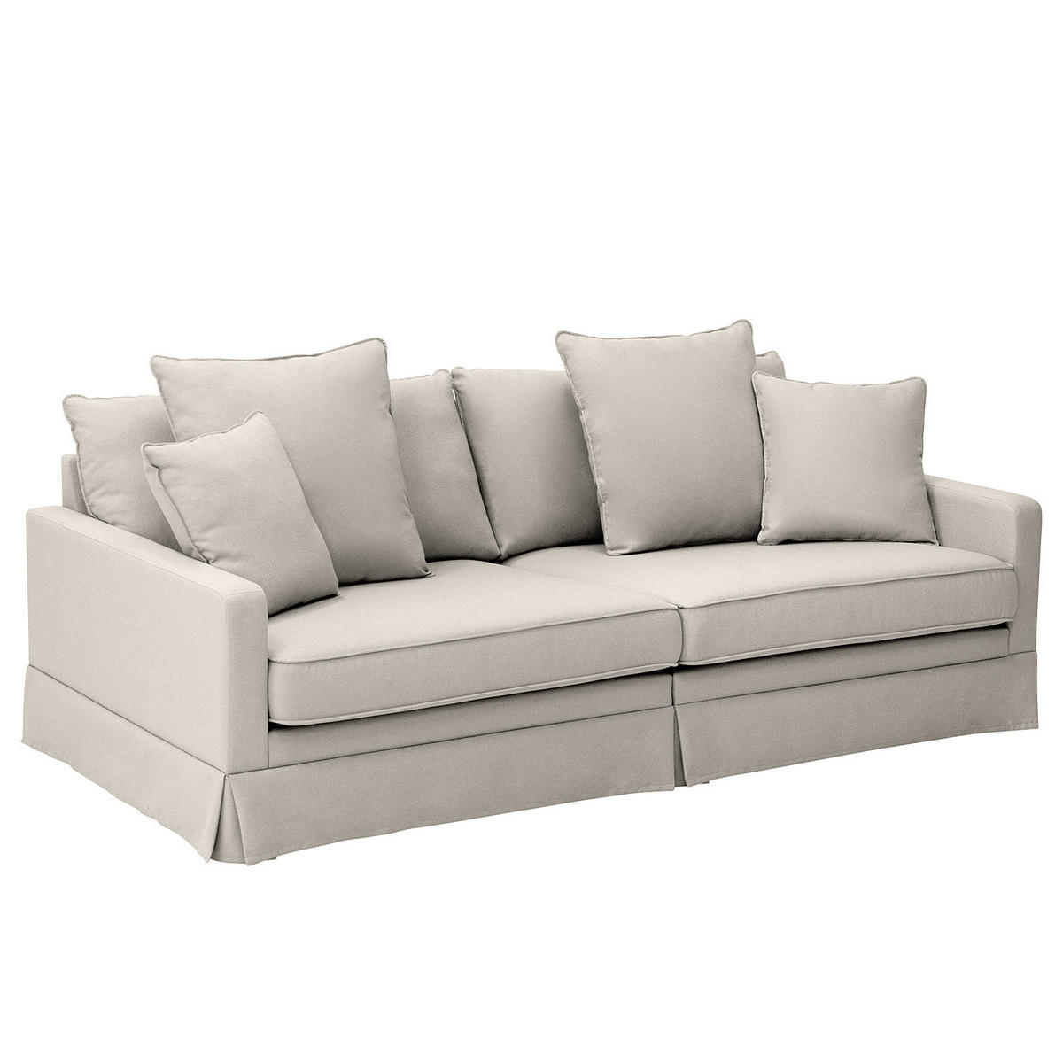 BIGSOFA mit Husse - Webstoff - Hellgrau/Schwarz, Kunststoff/Textil (230/89/110cm) - home24