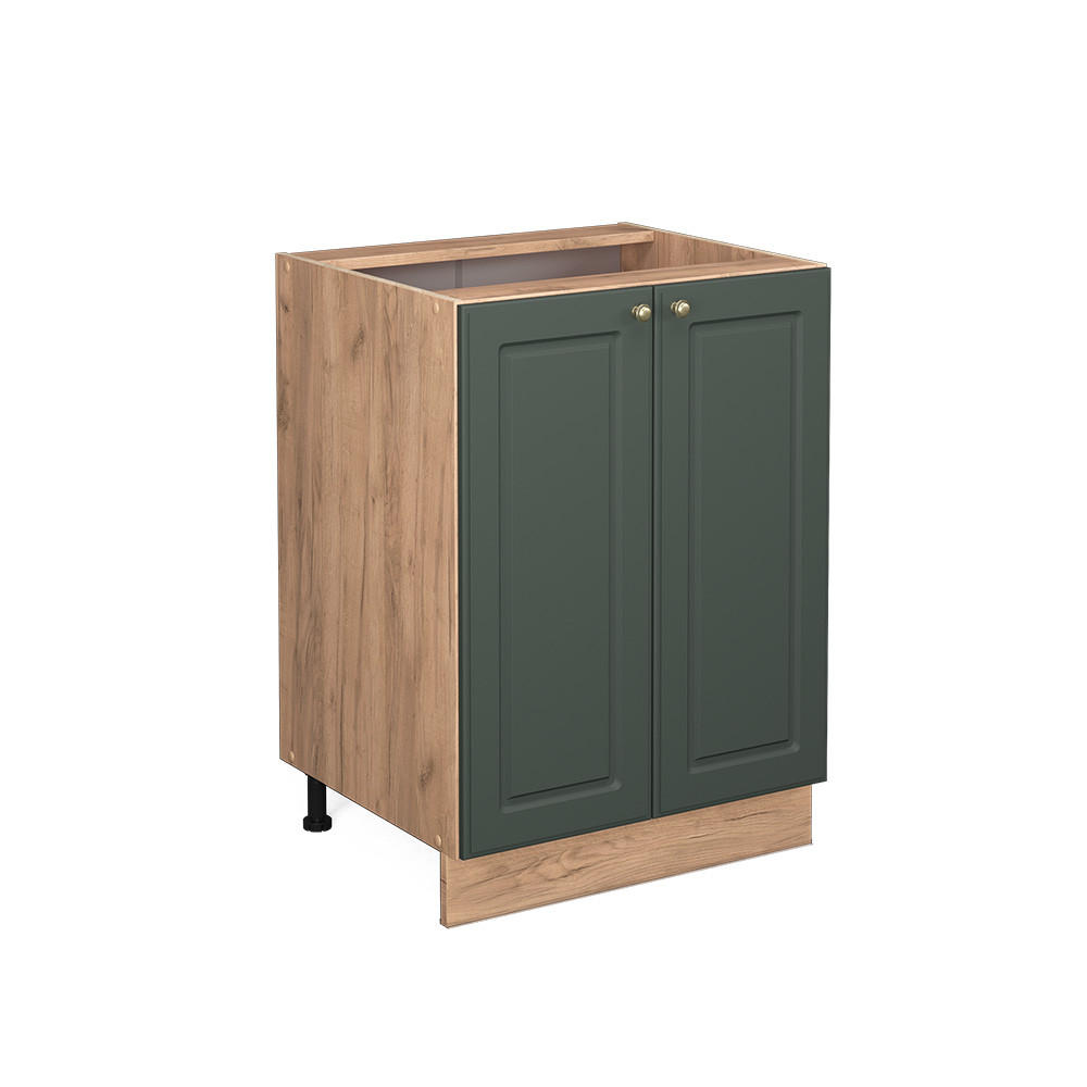 KÜCHENUNTERSCHRANK Fame-Line Grün-Gold Landhaus 60 cm ohne AP - Eiche Wotan/Grün, Holzwerkstoff (60/82/51.6cm) - Vicco
