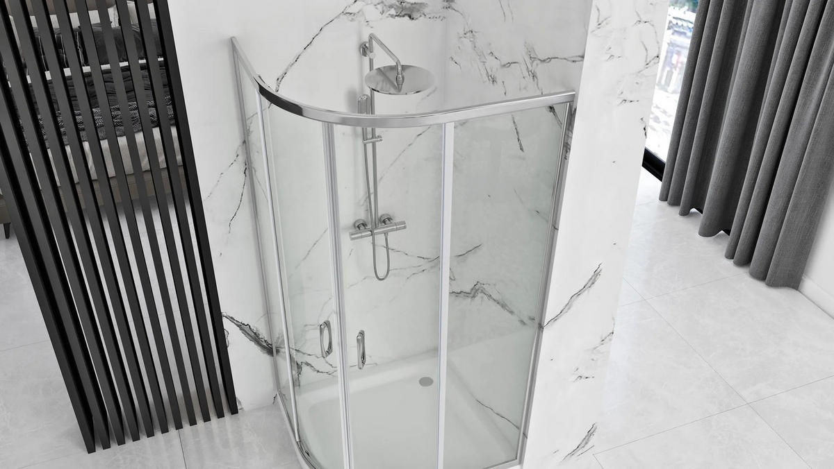 DUSCHKABINE Rea Look Chrome 80x80 Mit weißer Duschwanne Look - Chromfarben, Glas (80/80/190cm) - REA