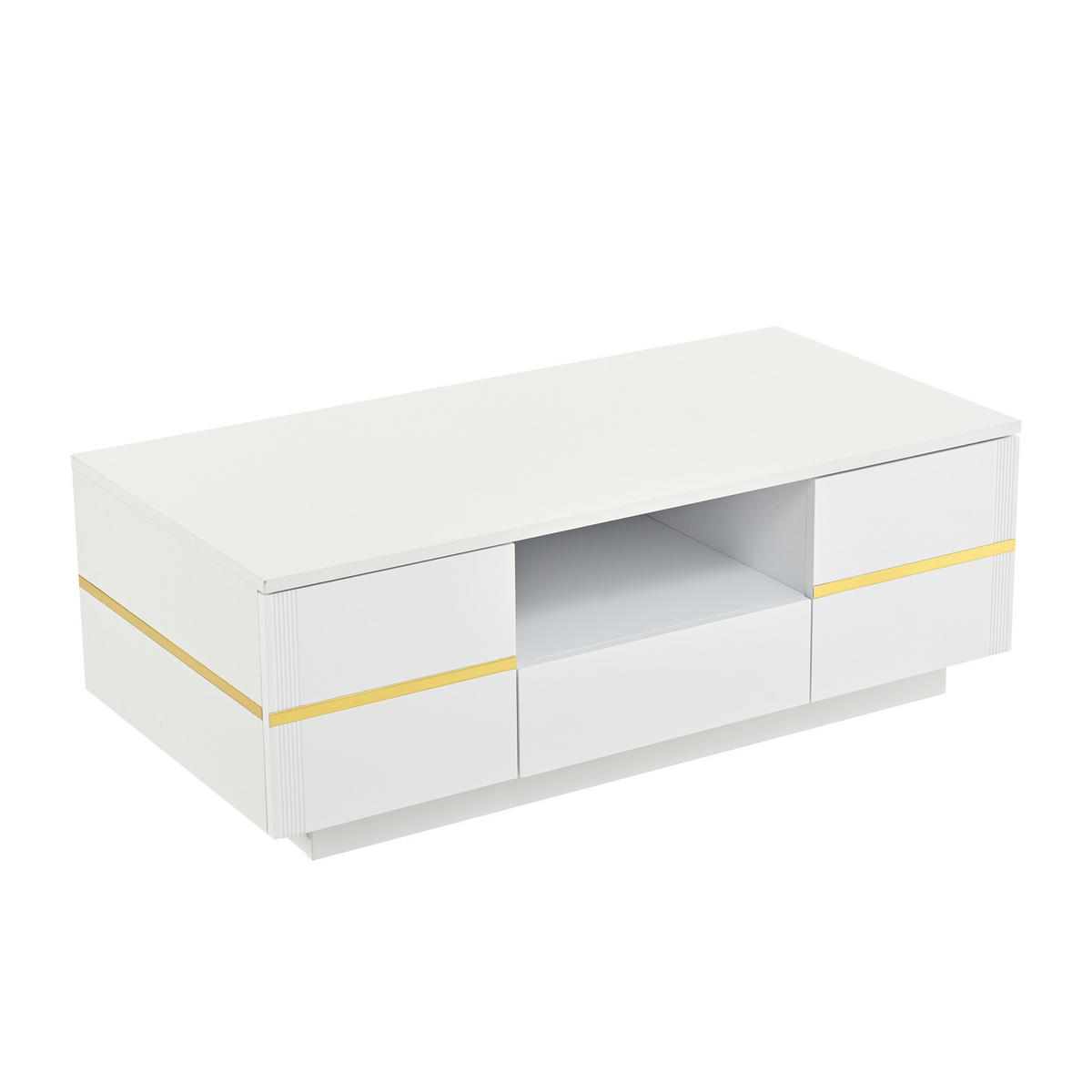 KLUB-STOLIĆ 100/50/35,5 cm s LED rasvjetom i prostor za pohranu u bijeloj boji - bijela, drvni materijal (50/100/35.5cm) - CHICFURN