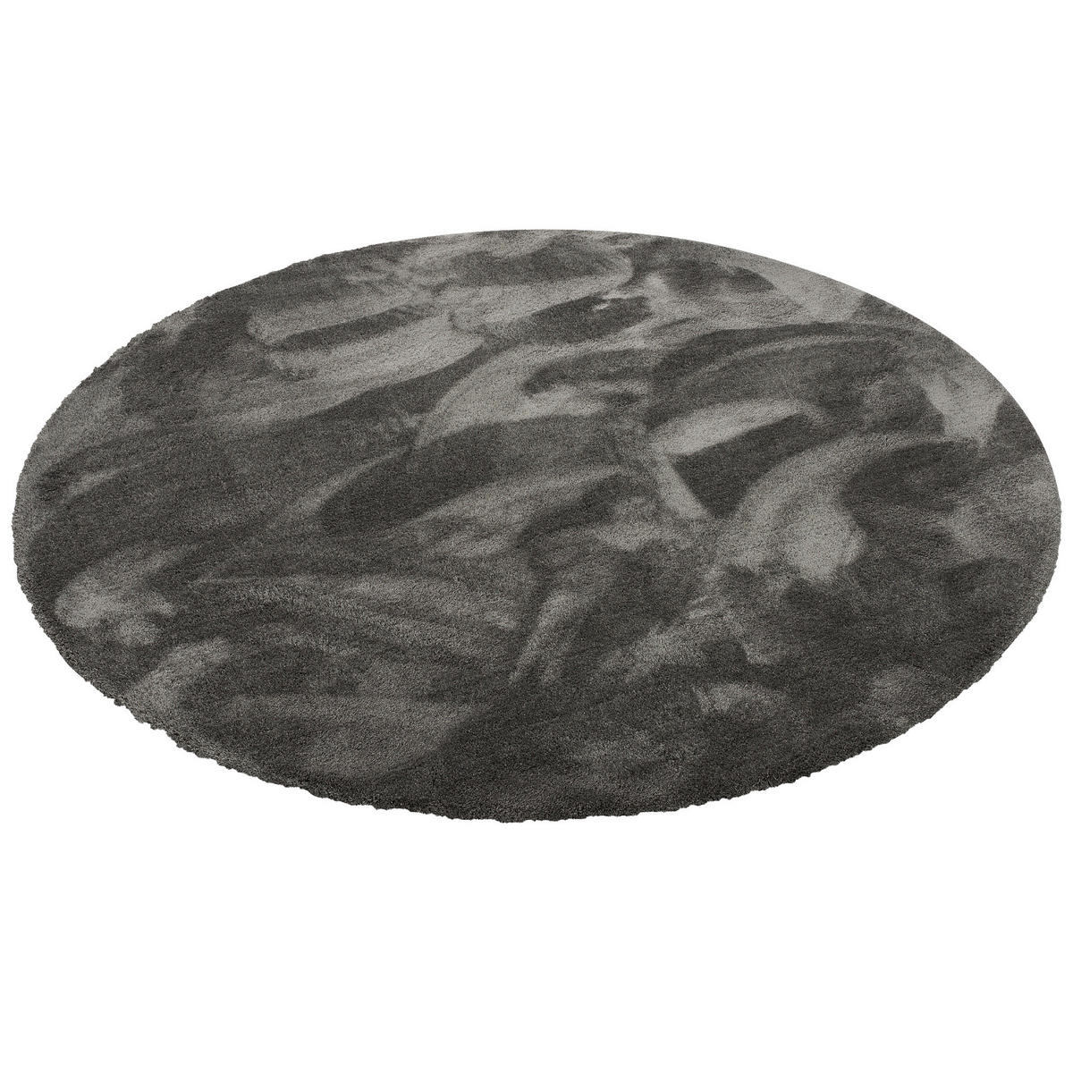 LUXUS HOCHFLOR SHAGGY TEPPICH VELVET RUND - Anthrazit, Textil (133/133cm) - Snapstyle