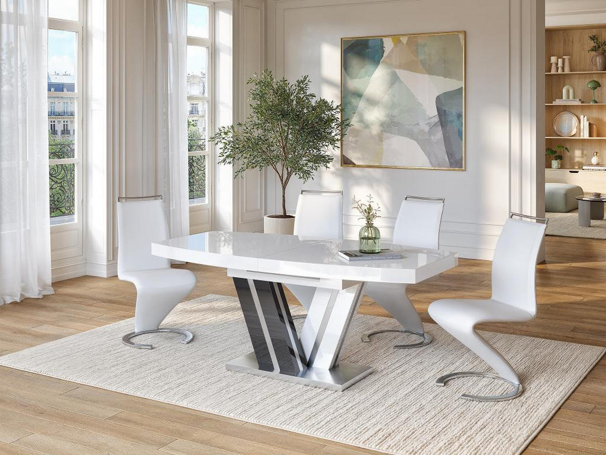 ESSTISCH ausziehbar - 6 bis 8 Personen - MDF lackiert - Grau & Weiß - NOAMI II - Anthrazit, Holz (220/90/75cm) - Vente-Unique