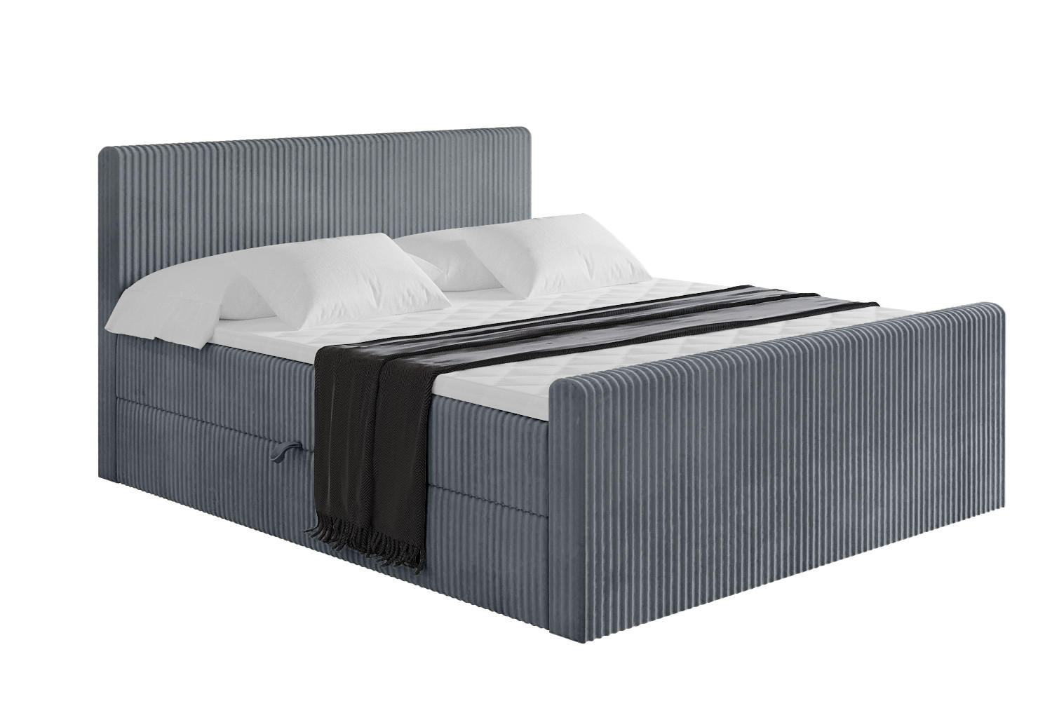 BOXBETT mit Matratze H3 und Lattenrost - TOLO-Z - 140x200 Cord - Grau - Grau, Holzwerkstoff (140/200cm) - ALTDECOR
