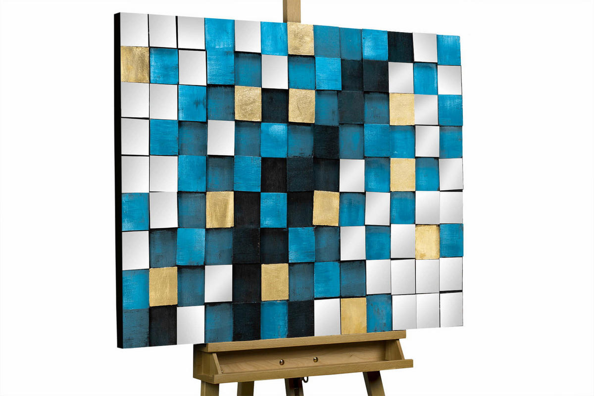 HOLZBILD 100/70 cm - Blau, Holz/Kunststoff (100/70cm) - KUNSTLOFT