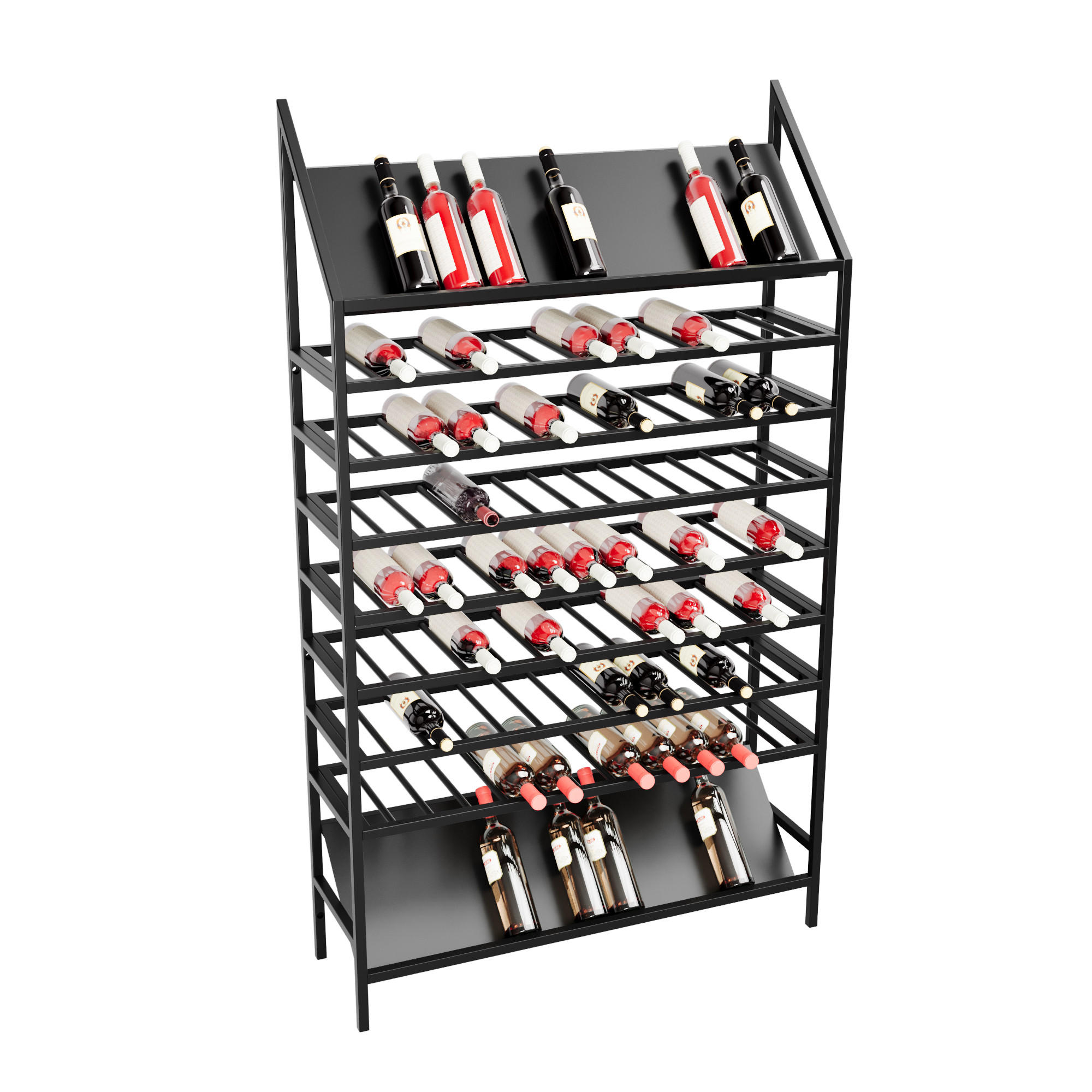 WEINREGAL Burgundy für 104 Flaschen, Metall, schwarz - Schwarz, Metall (100/170/30cm) - Metalo Pro