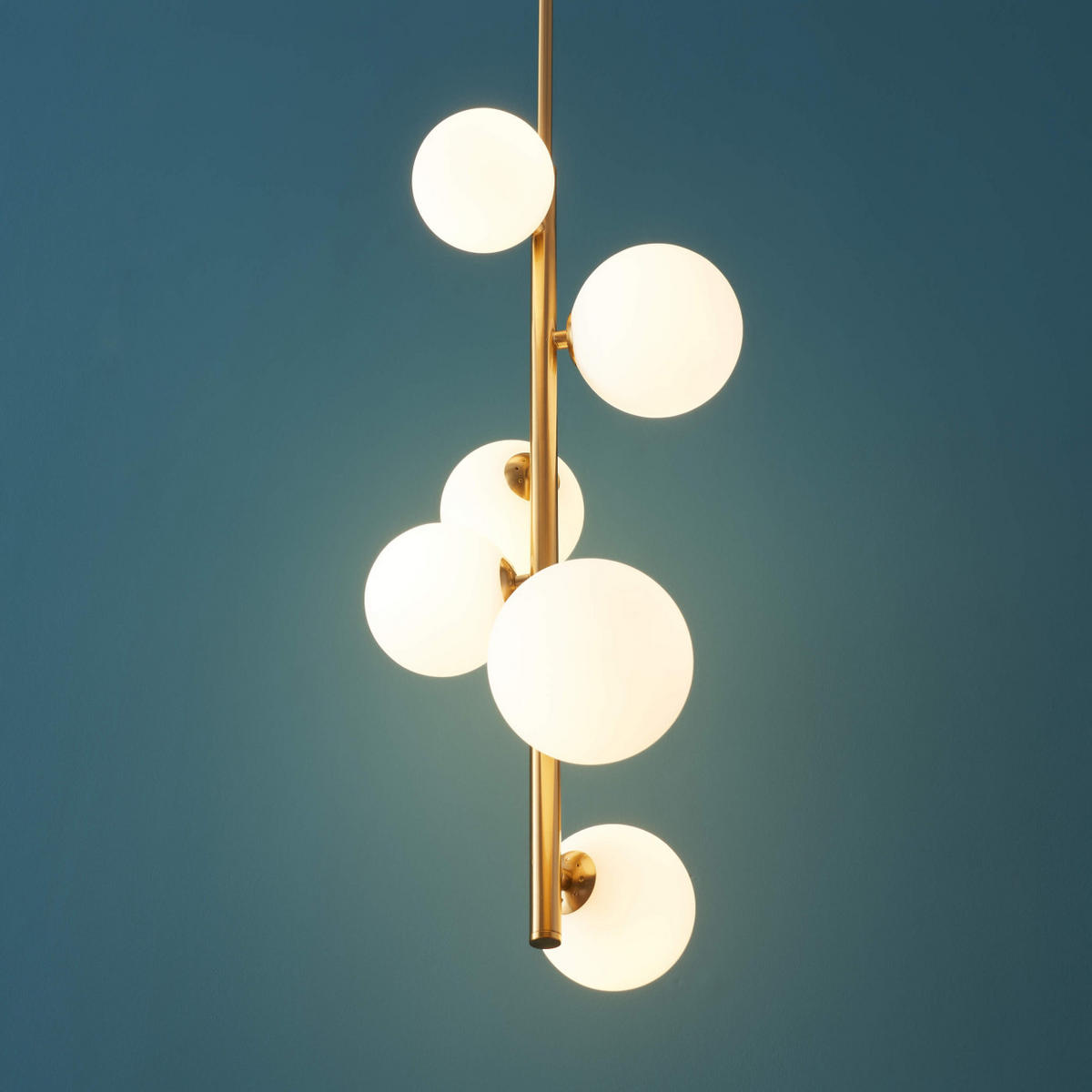 HÄNGELEUCHTE Marbella, Weiß und Gold, 60cm - Goldfarben, Glas (28/28/60cm) - KOSILUM