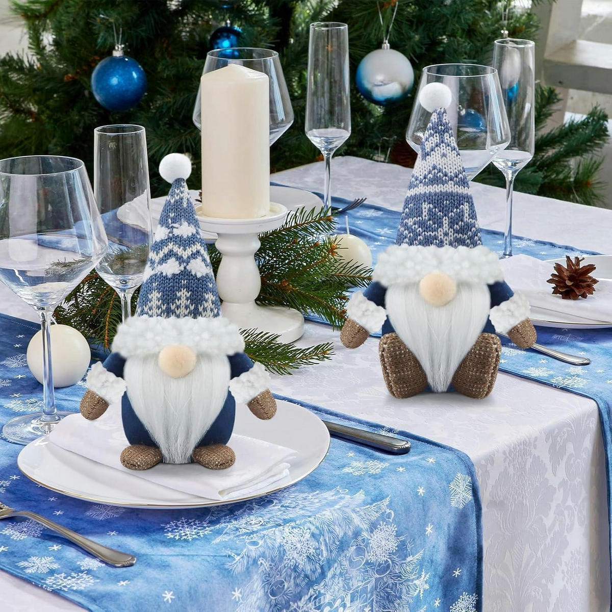 WEIHNACHTSWICHTEL 3er Set Blau Textil - Multicolor, Textil (10.2/6.9/17.8cm)
