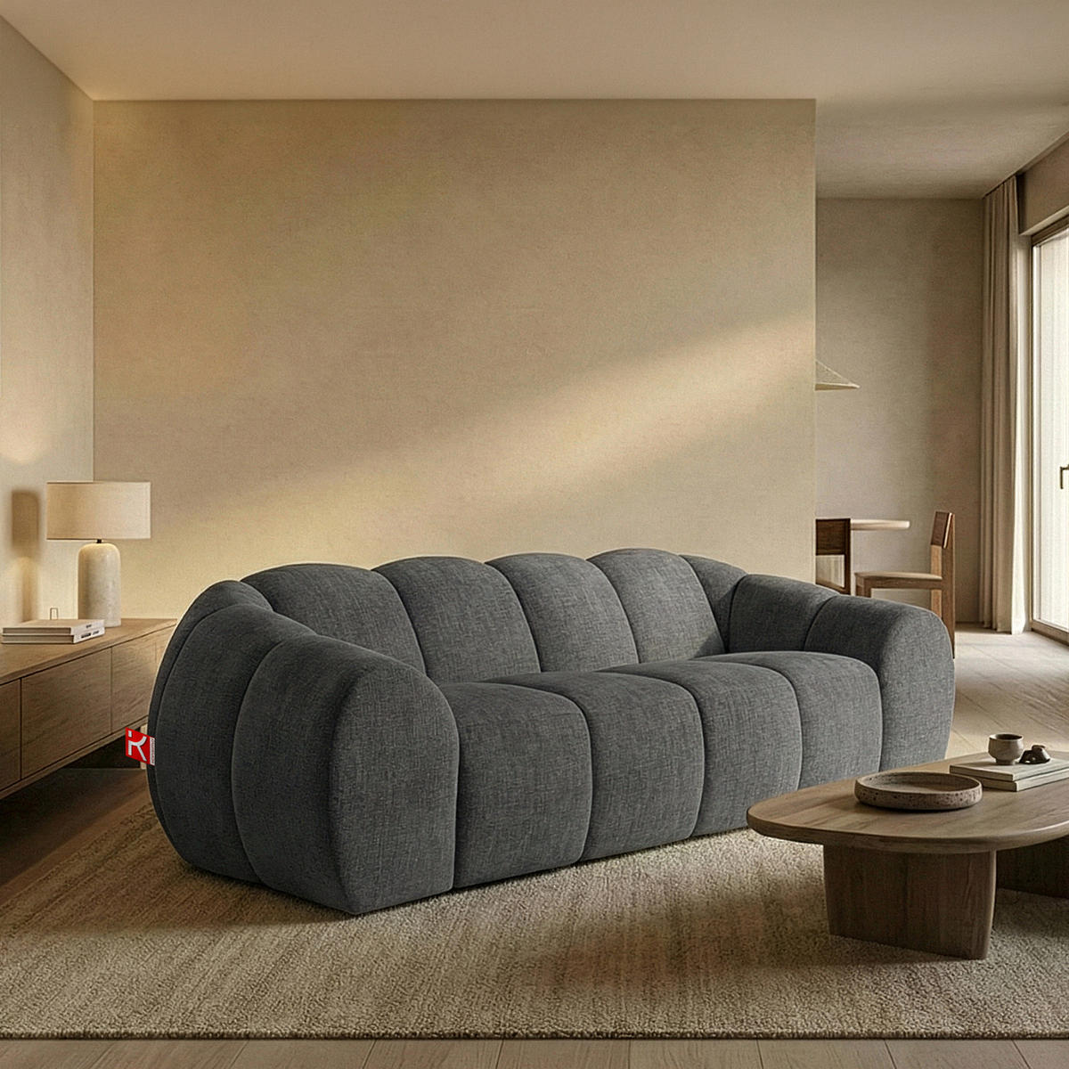3-SITZER SOFA FLAVA, Aschgrau - Grau, Holz/Holzwerkstoff (240/76/100cm) - KONSIMO®