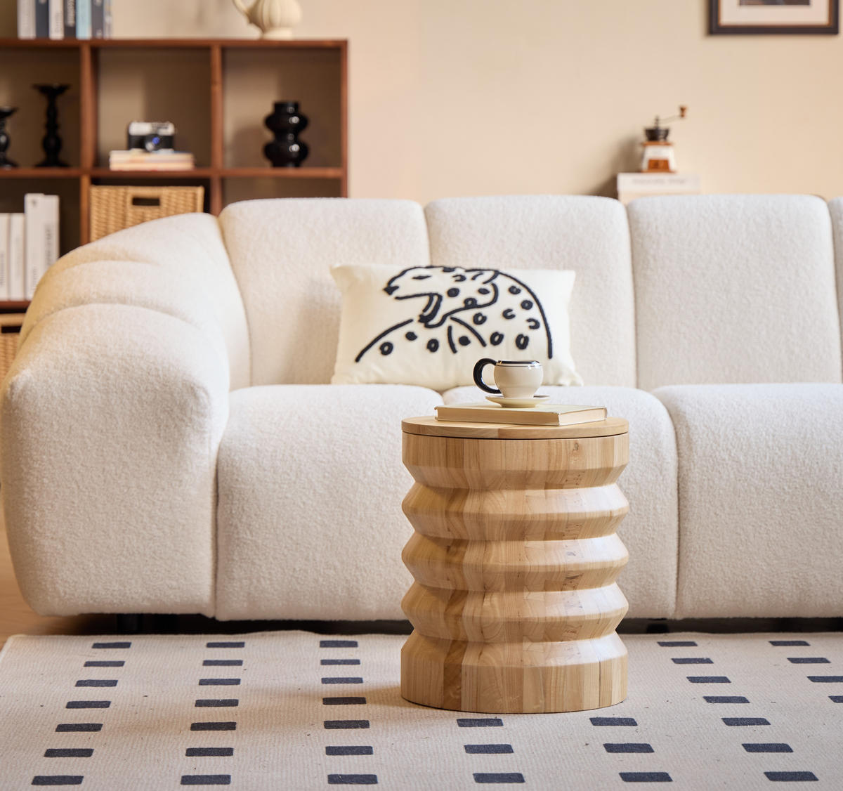 POUF Holz Braun - Braun, Textil (34.5/42/34.5cm) - Nordlys