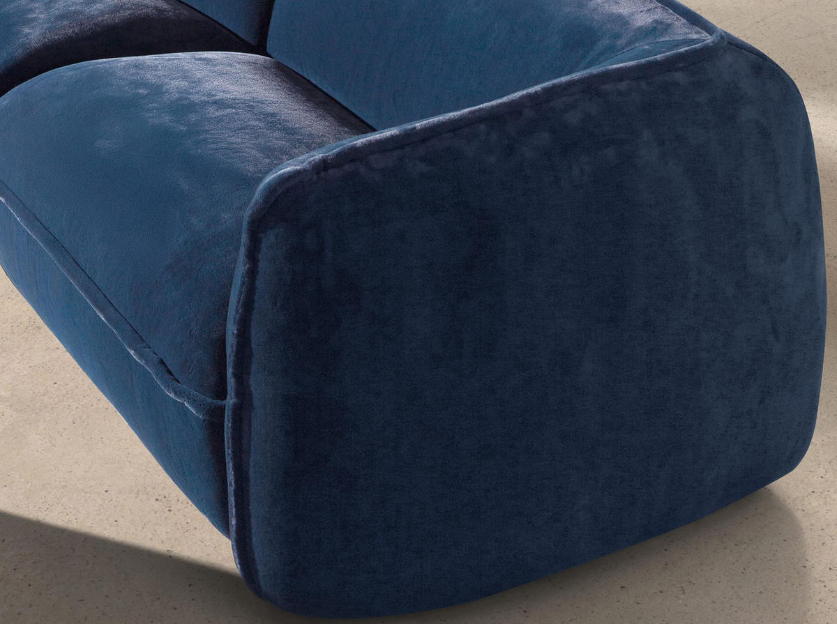 3-SITZER-SOFA dunkelblauer Samt, schwarzer Edelstahlbeine - Schwarz/Dunkelblau, Textil/Metall (340/80/110cm) - ANGEL CERDA