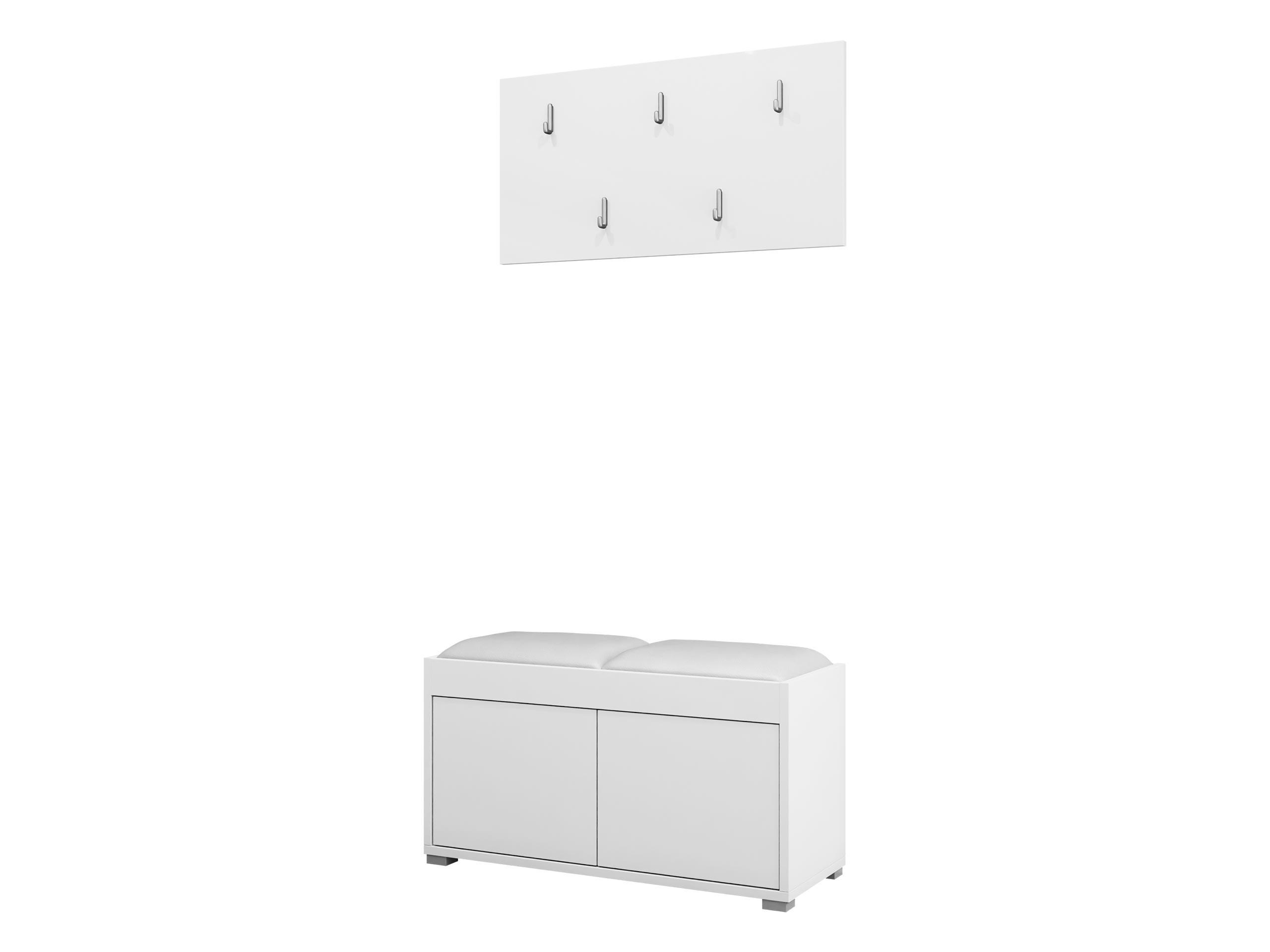 GARDEROBEN-SET Gesita VII - Weiß Hochglanz/Silberfarben, Holzwerkstoff/Kunststoff (84/45/35cm) - MIRJAN24