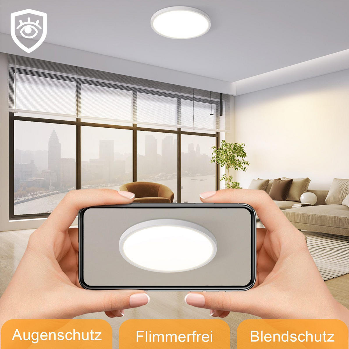LED-DECKENLEUCHTE Kruger 22/22/2.6cm - Weiß, Kunststoff (22/22/2.6cm) - Nettlife