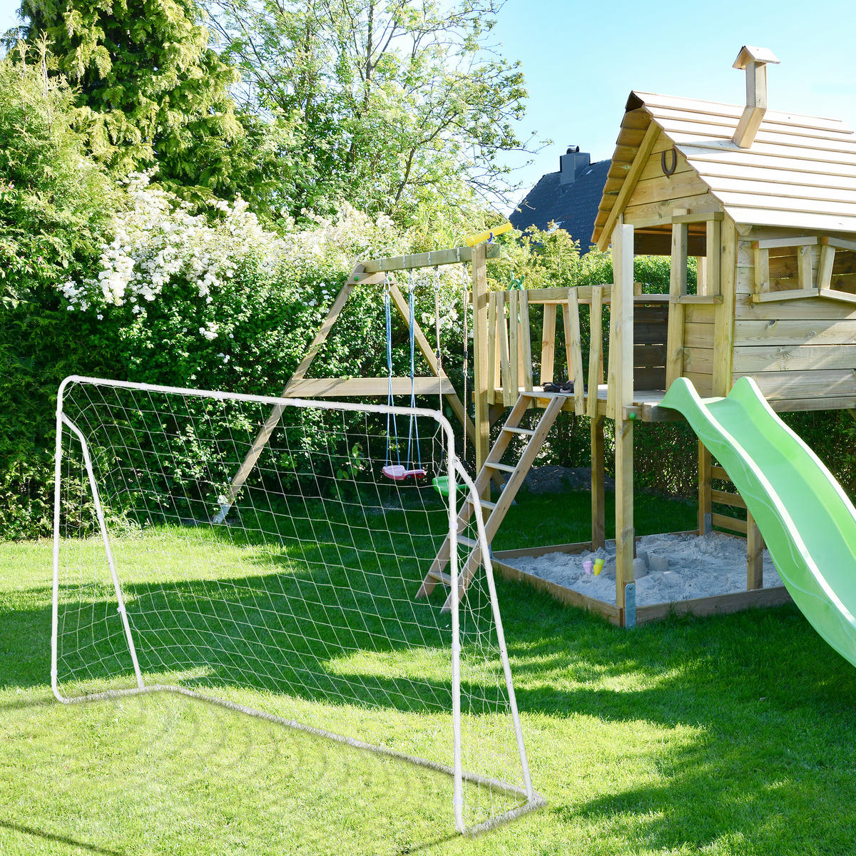 FUSSBALLTOR - Weiß, Textil/Metall (217/75cm) - Relaxdays