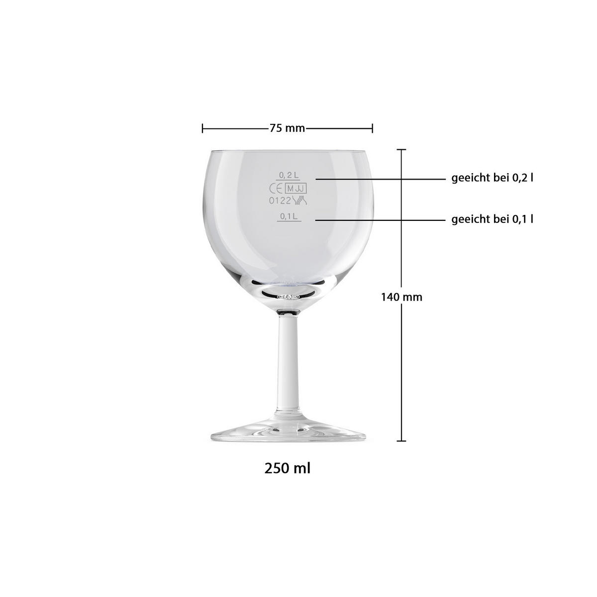 WEINGLÄSER GEEICHT Ballon Profi transparent 0,1 l + 0,2 l 24er Set - Transparent, Glas (0.25L) - Van Well