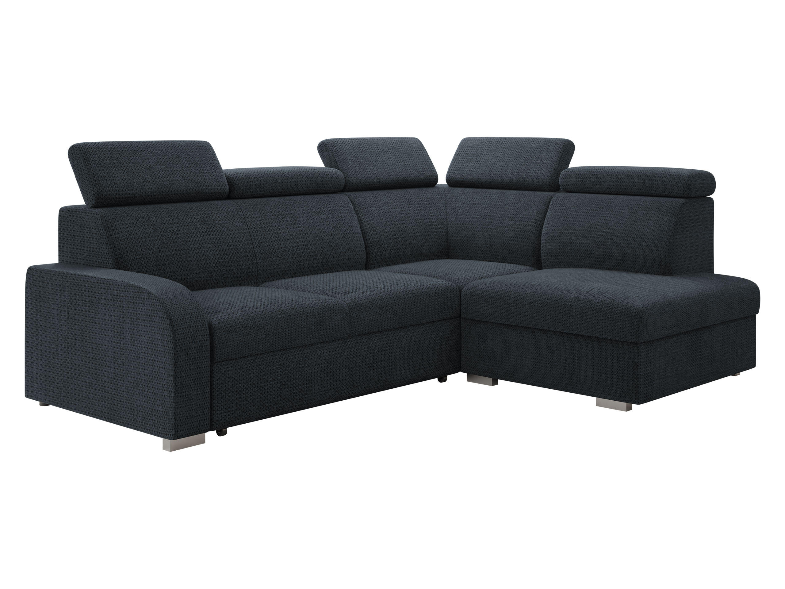 ECKSOFA Oslo 2rRLXp, Seite: Rechts 2R+R+LXP - Silberfarben/Dunkelblau, Holz/Textil (250/200cm) - MIRJAN24
