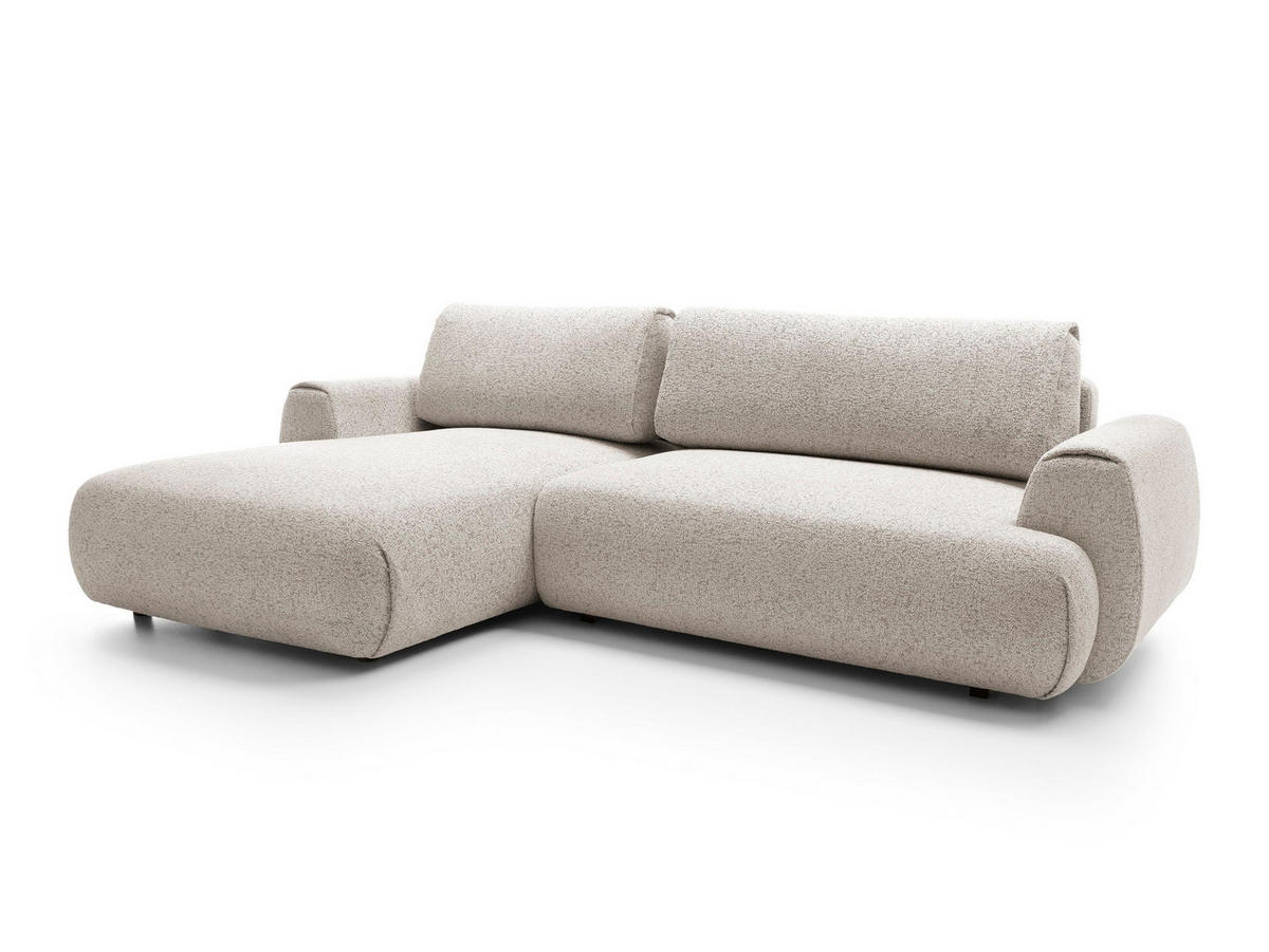 ECKSOFA ZEST Grau Geflochtener Stoff mit Schlaffunktion - Grau, Holz (270/167cm) - MASSENO