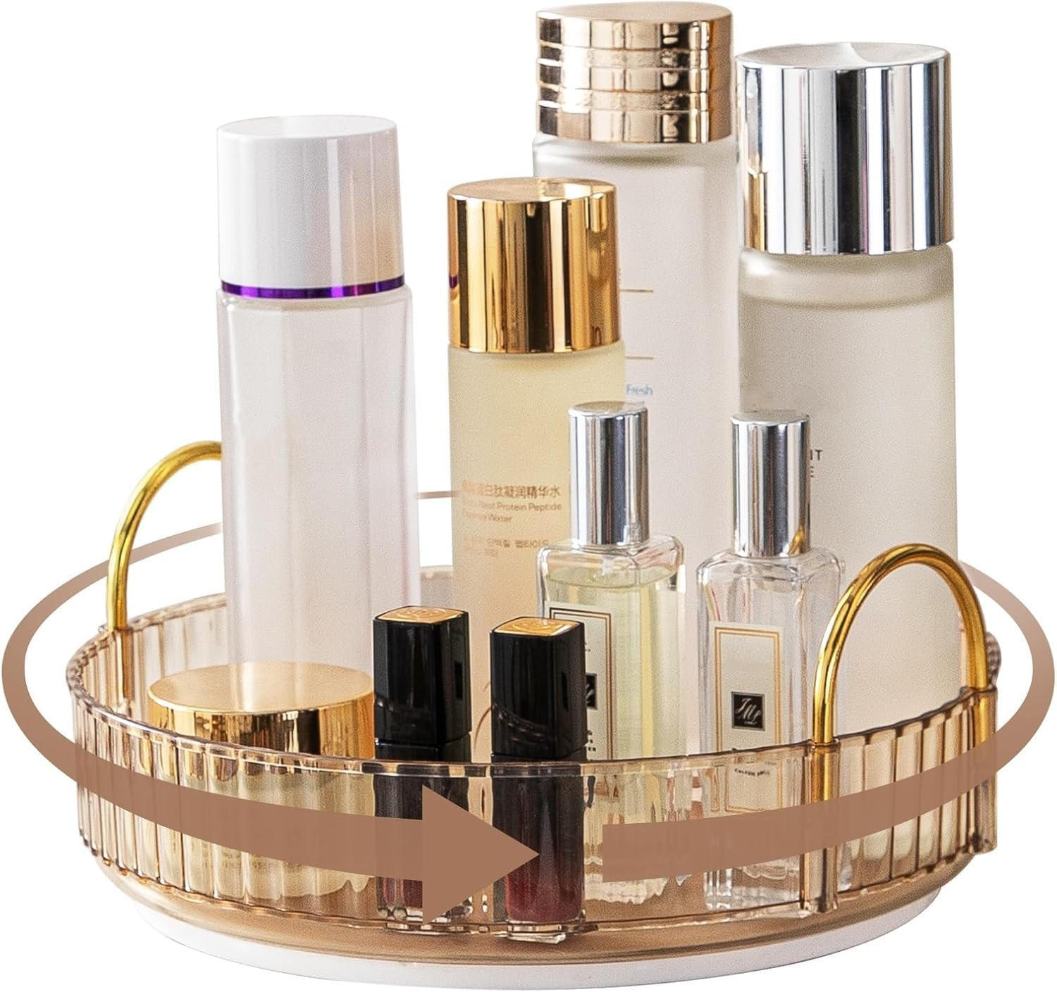 KOSMETIK-ORGANIZER, drehbar,Gold,23/23/10.5cm - Goldfarben, Kunststoff (23/6.5/23cm)